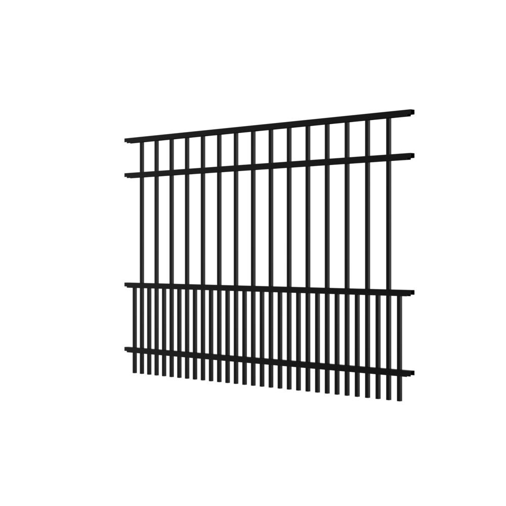 Freedom Sydney 4-ft H x 4-ft W Black Aluminum Spaced Picket Flat-top Decorative Fence Gate