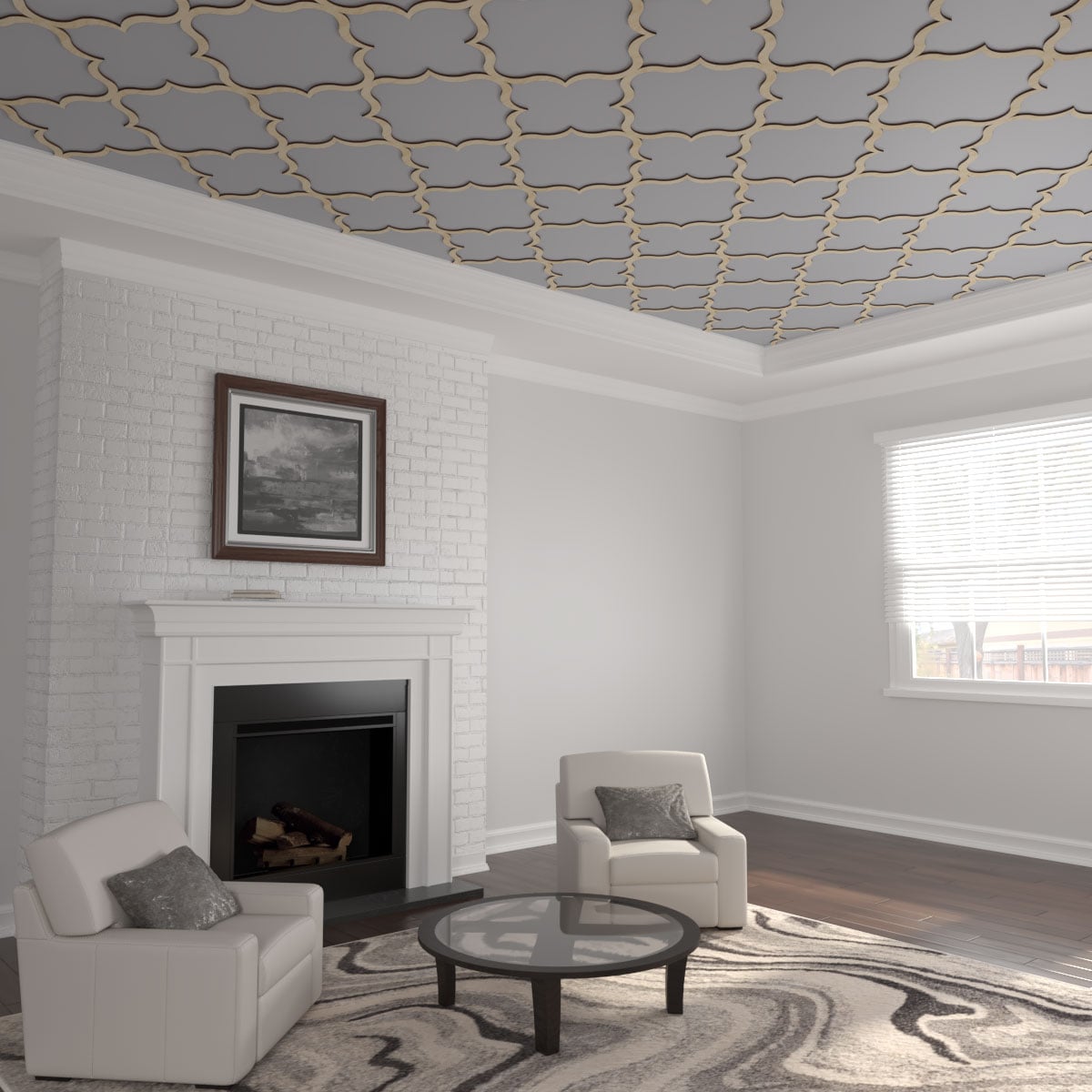 Ekena Millwork CELW33X33X0375MAYBI 33-in x 33-in Embossed Paintable/Stainable Wood Fretwork Wall Panel ( 7.59-sq ft )