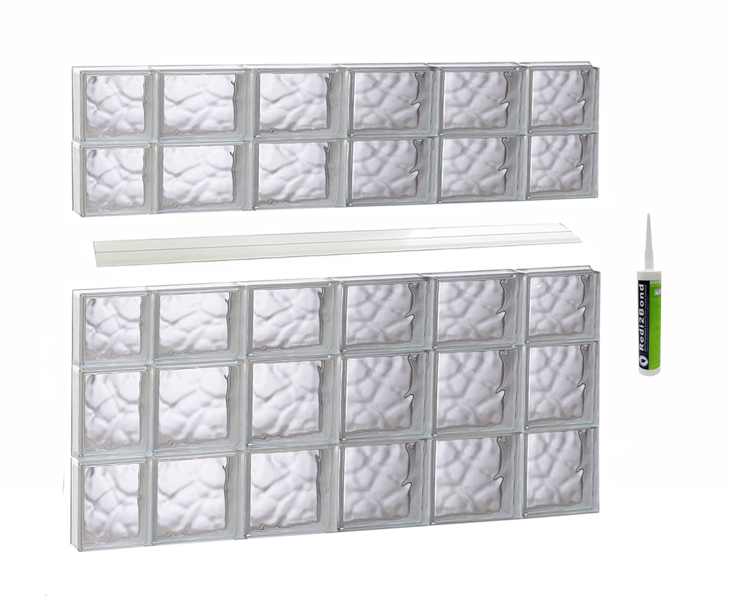 REDI2SET S4436DC Wavy Glass 42-1/2-in x 34-3/4-in Frameless Replacement Glass Block Window