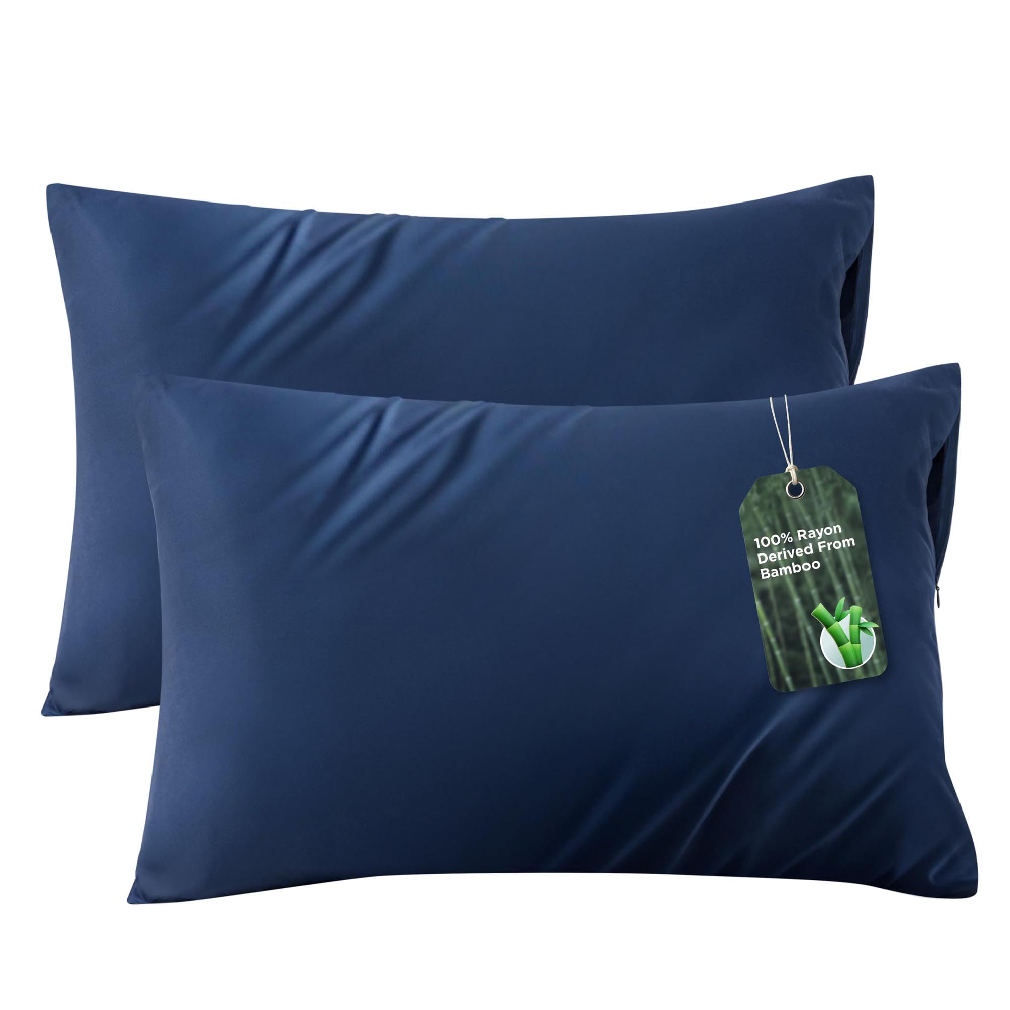Bedsure 20x26 Standard 2-Piece Blue Bamboo Pillowcase Set