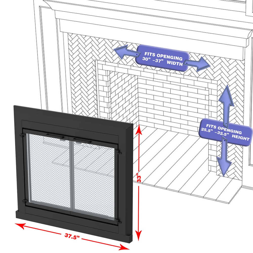 allen + roth FPDM104BLK Glass-Fireplace-Doors - View #10