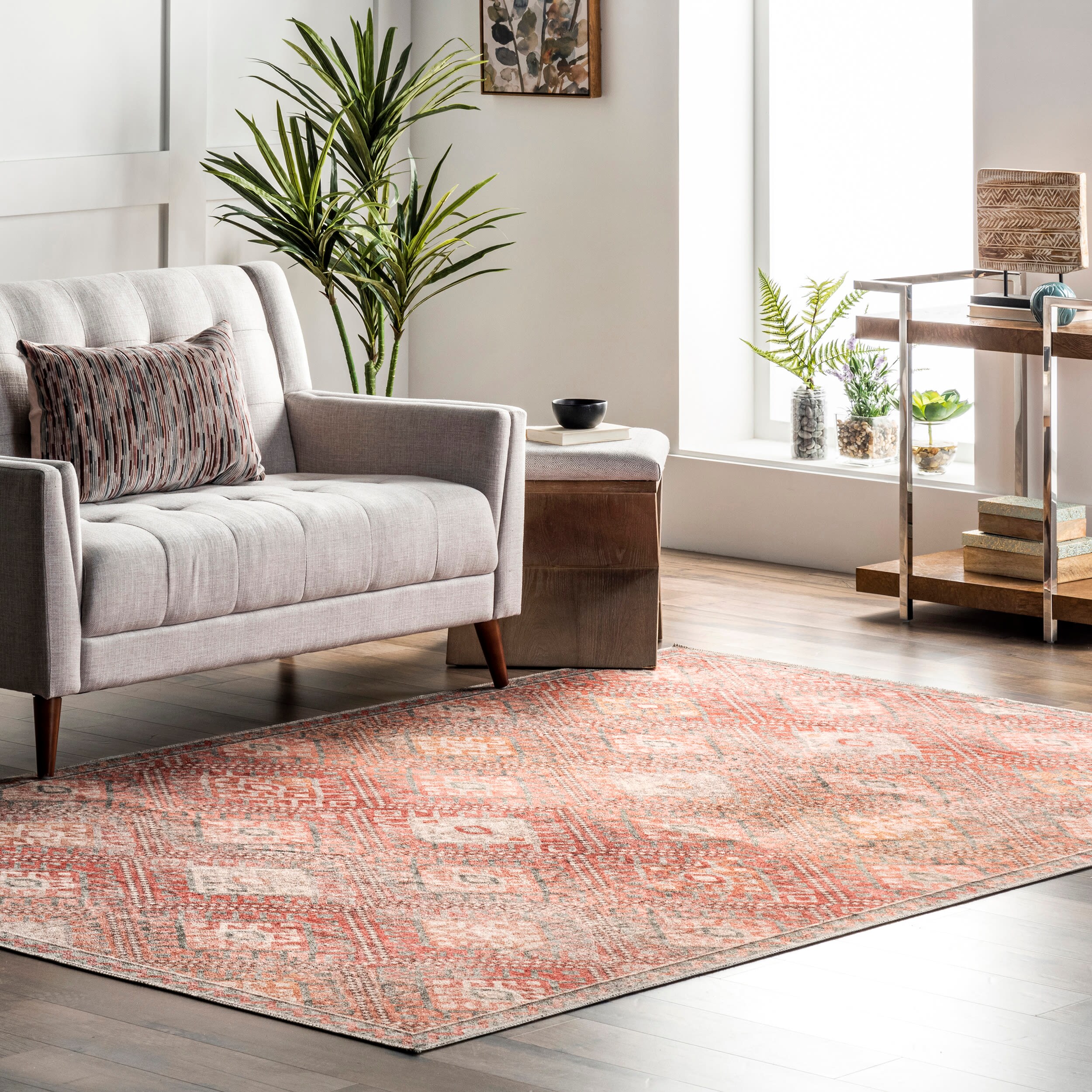 nuLOOM HJAU23A-508 Aurora 5 x 8 (ft) Loomed Polyester Peach Rectangular Indoor Geometric Machine washable Area rug