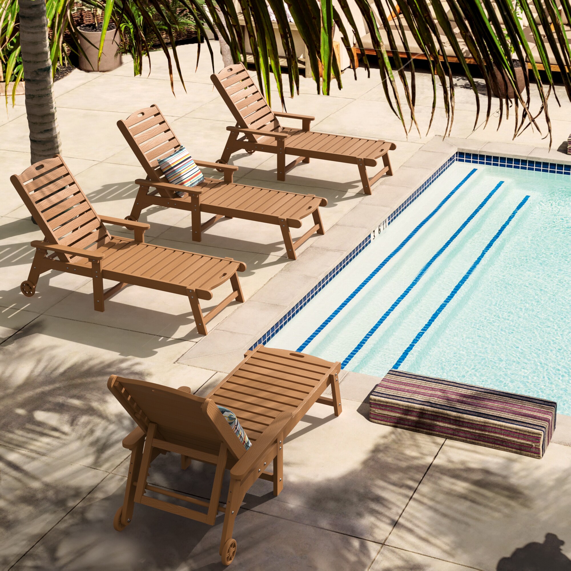 LUE BONA 4LB23OLC0001-300LS Set of HDPE Frame Stationary Chaise lounge Chair with Slat Seat