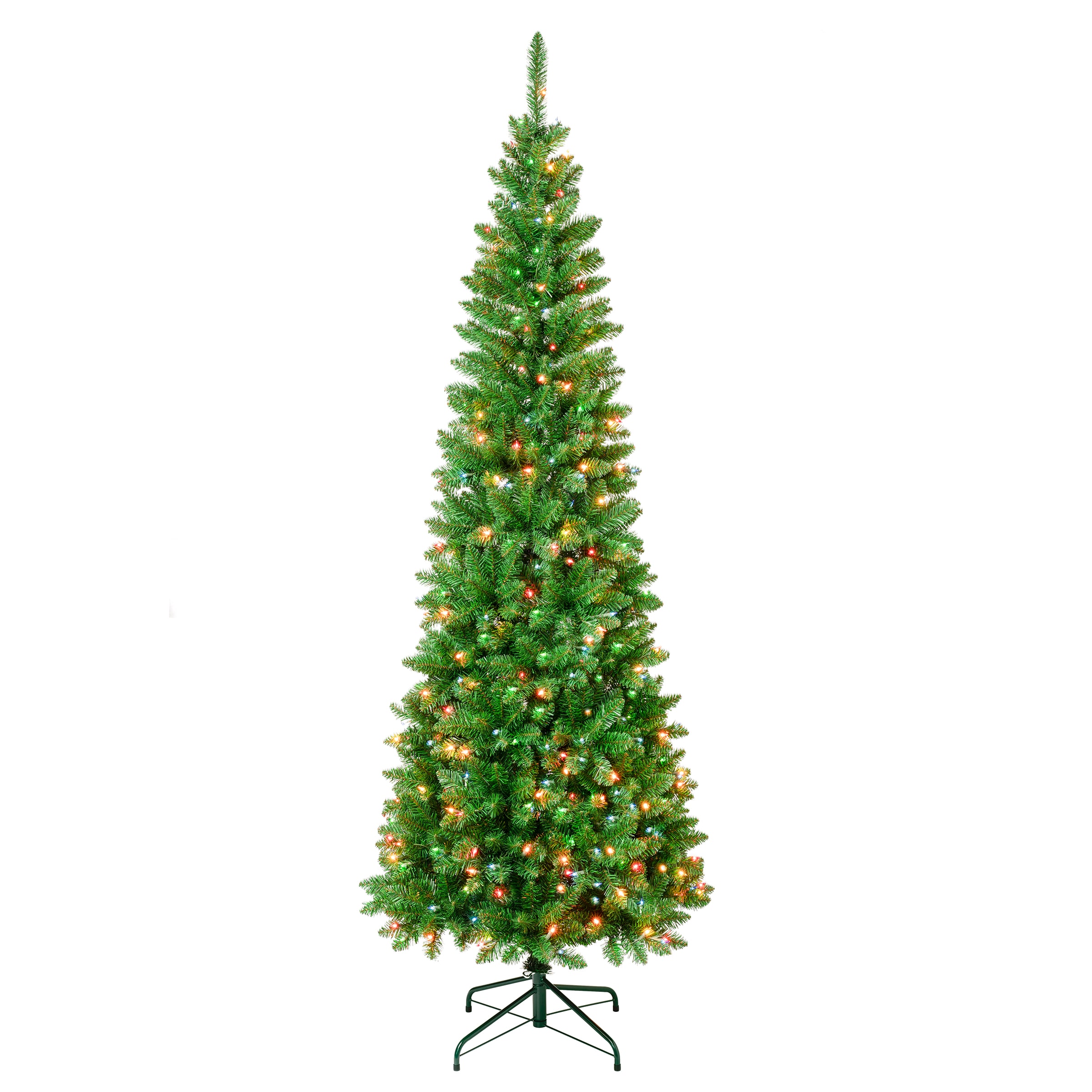 National Tree Company RW100-304R-75 7.5-ft Pre-lit Pencil Artificial Christmas Tree with Multicolor Incandescent Lights