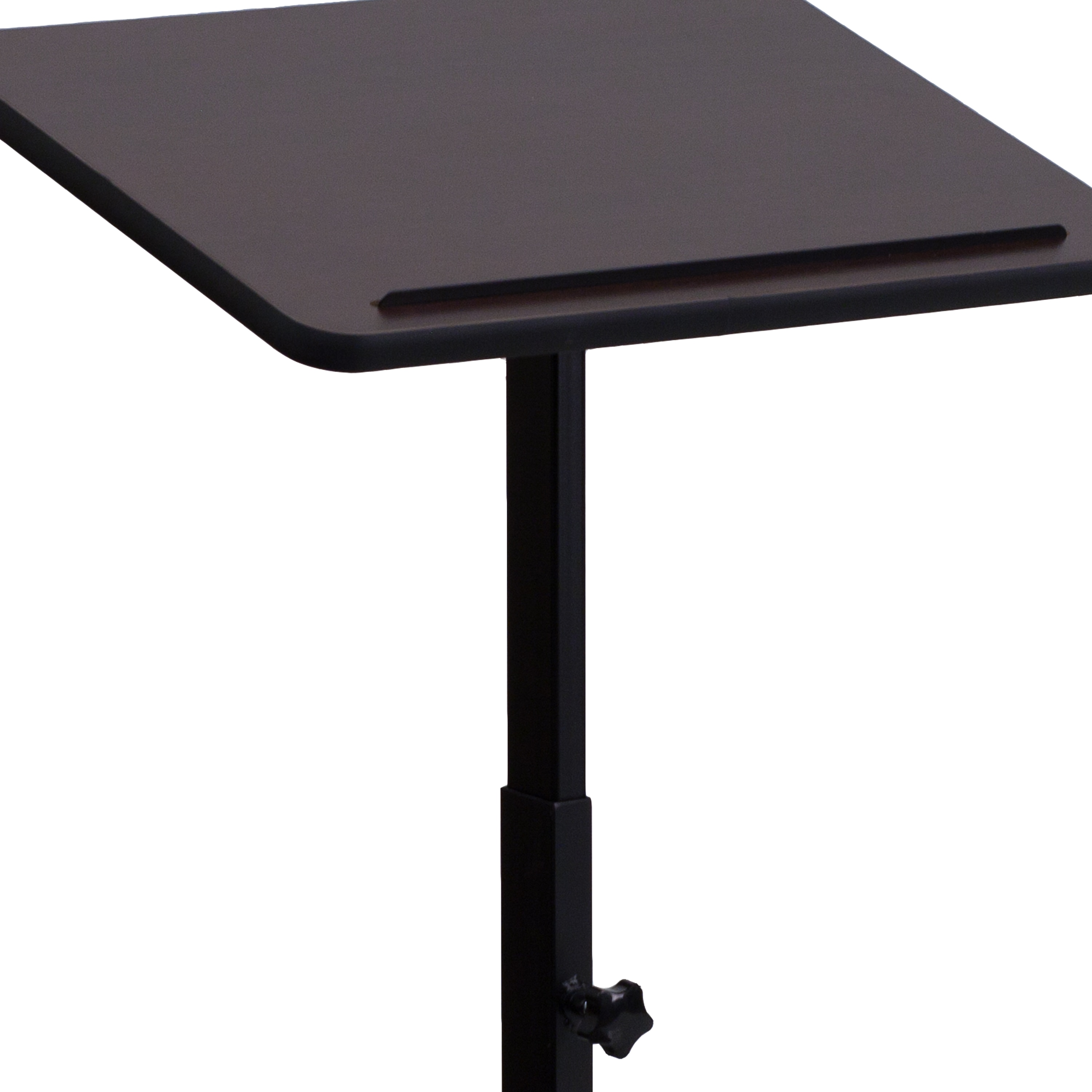 Adjustable Height Black Steel Lectern with Mahogany Top