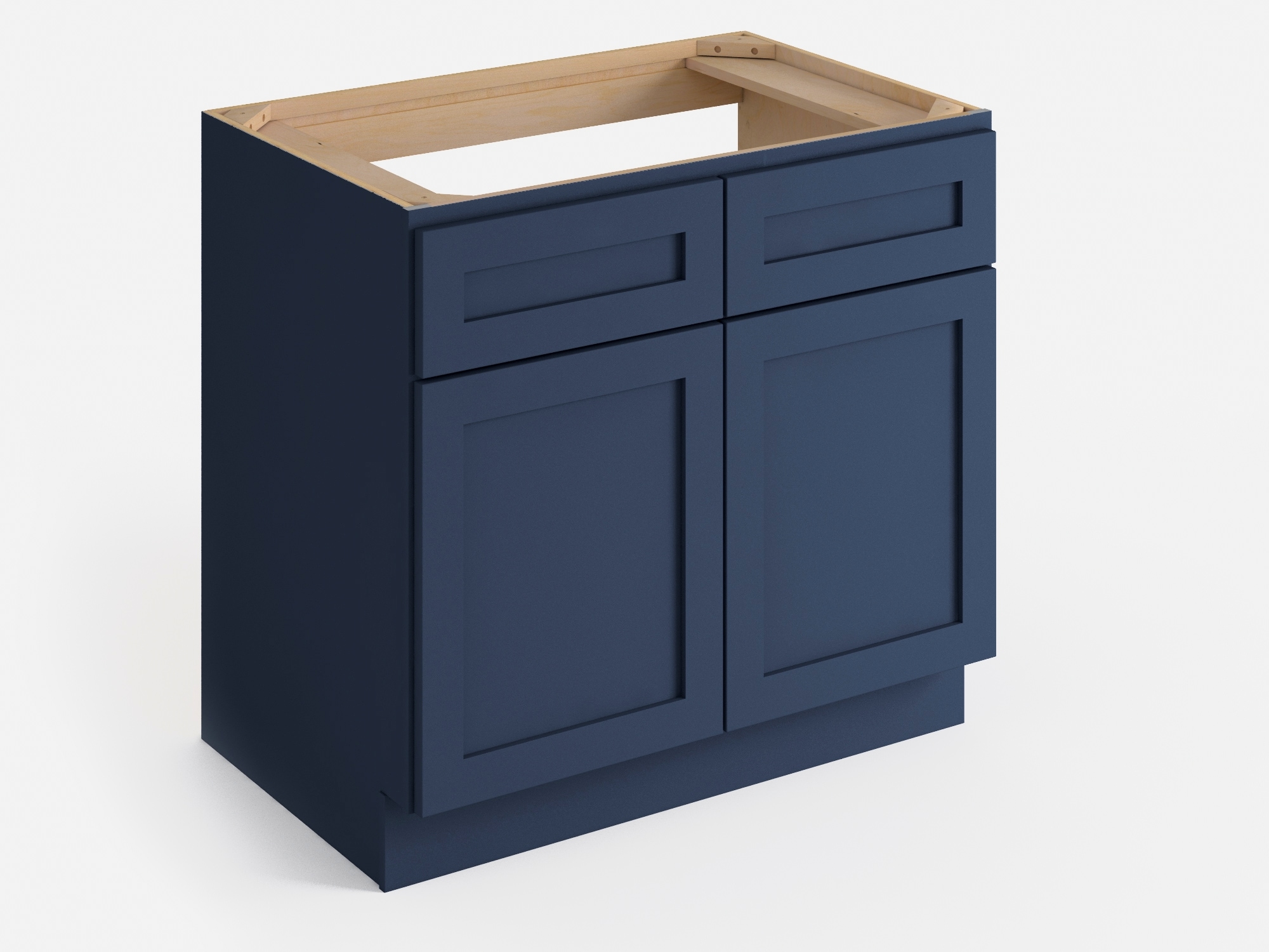 Valleywood Cabinetry 9-in W x 34.5-in H x 24-in D Marine Blue Birch Base Ready To Assemble Plywood Cabinet (Flat Panel Shaker Door Style)