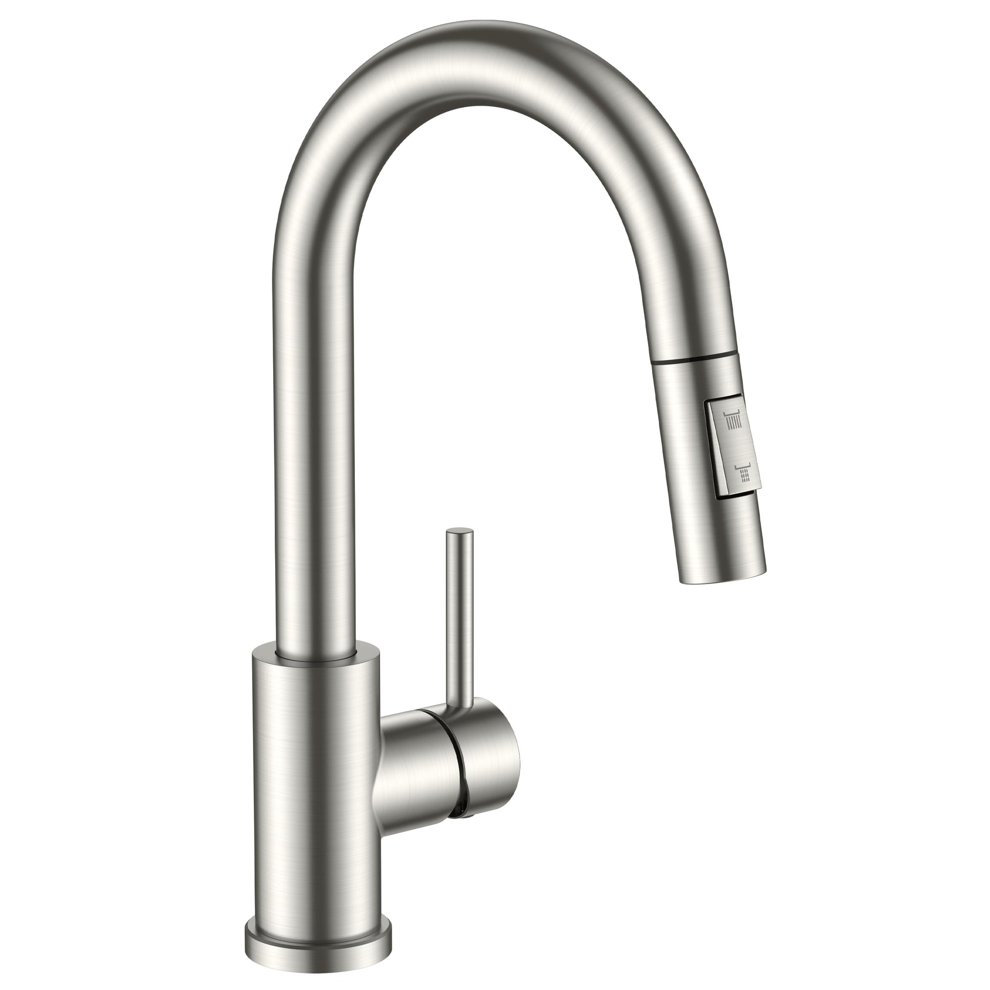 Justincity  Bar Sink Faucet for Kitchen Sink Modern Single Handle Kitchen Faucet with Pull Down Sprayer Brushed Nickel Stainless Steel High Arc
