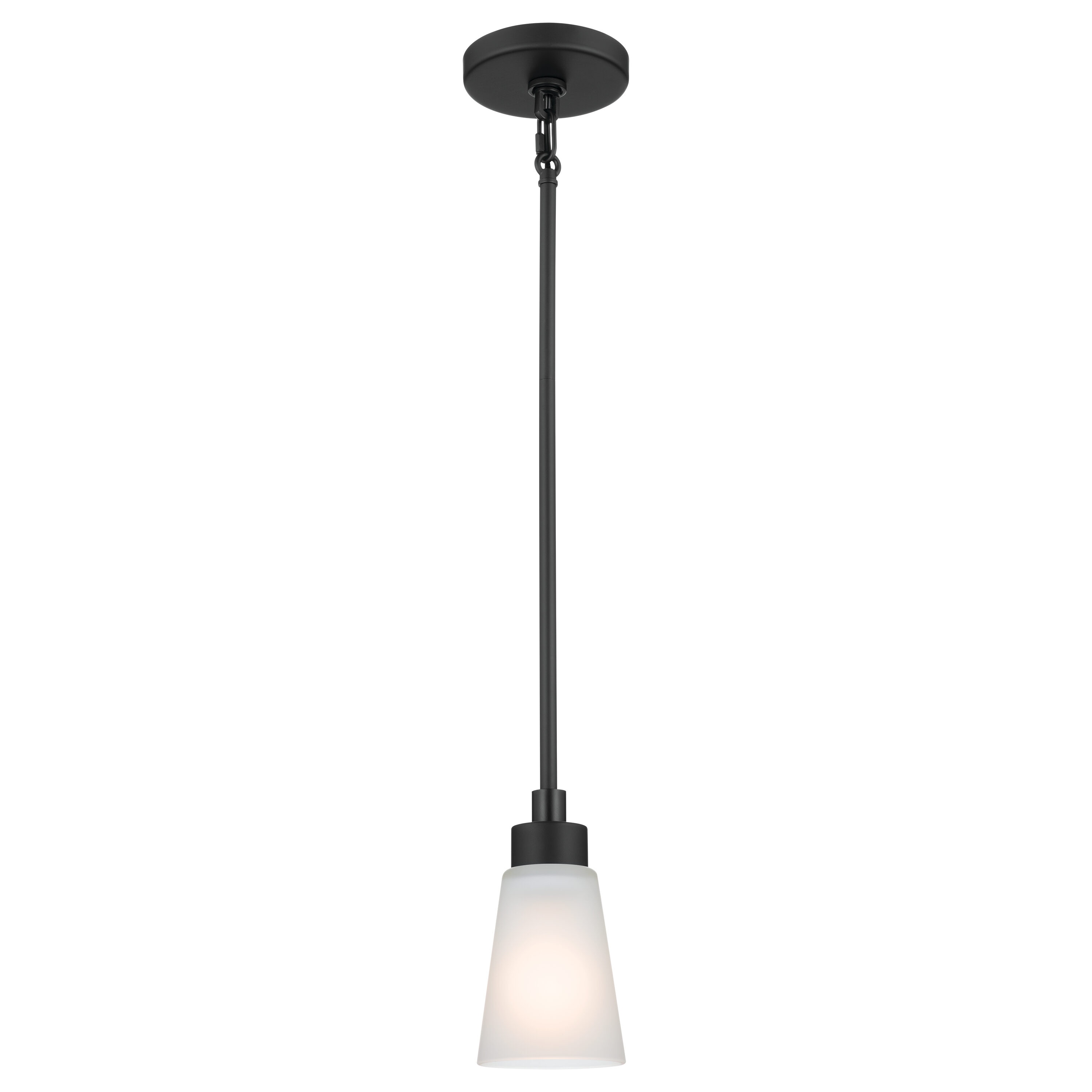 Kichler 52444BK Erma 1 -Light Black Transitional Etched glass Cone Mini Hanging Pendant light