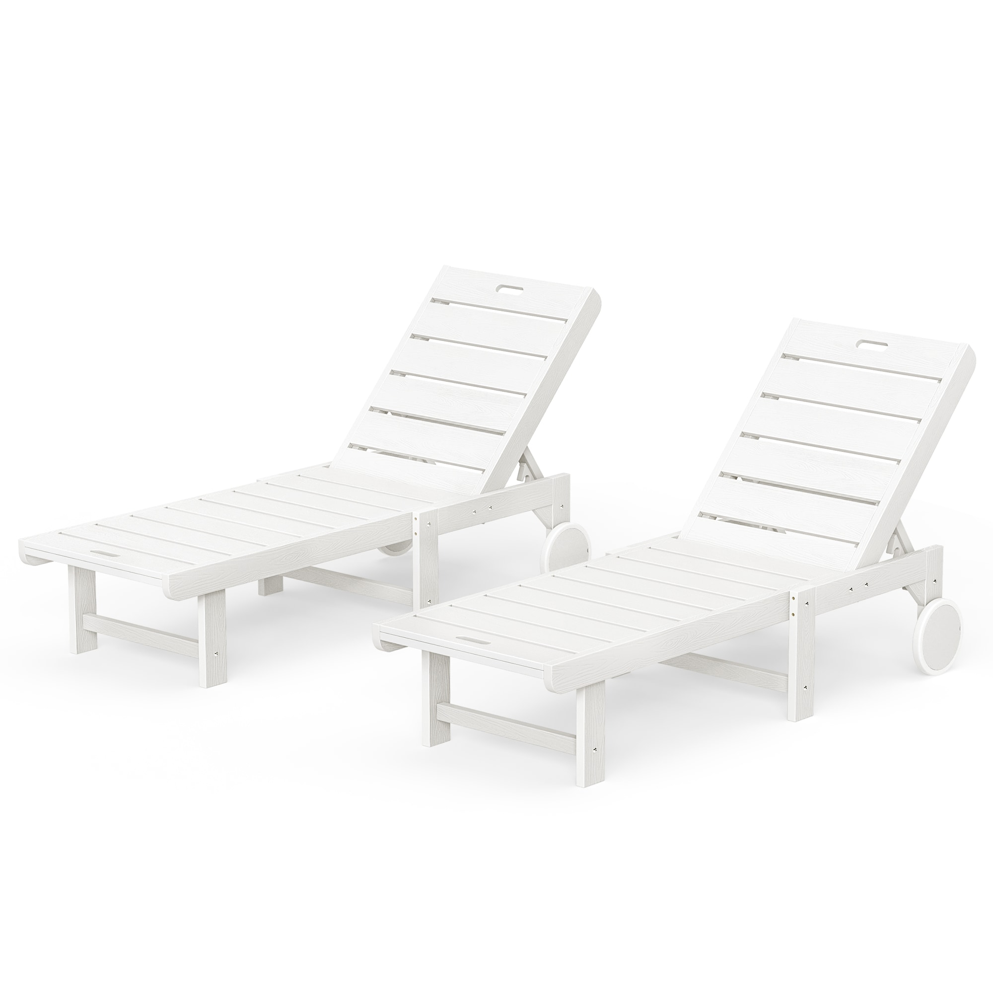 Yurevna A2JT-003-02LS Chaise lounge Set of 2 White HDPE Frame Stationary Chaise Lounge Chair with Slat Seat