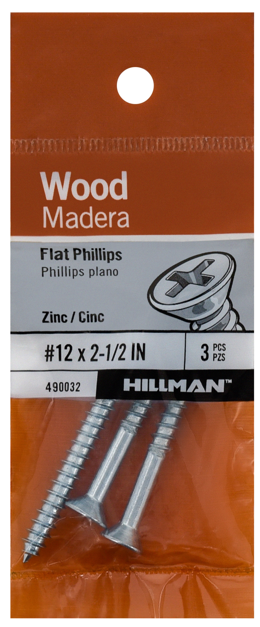 Hillman 12 X 2 12 In Zinc Plated Interior Wood Screws 3 Per Box In The Wood Screws 