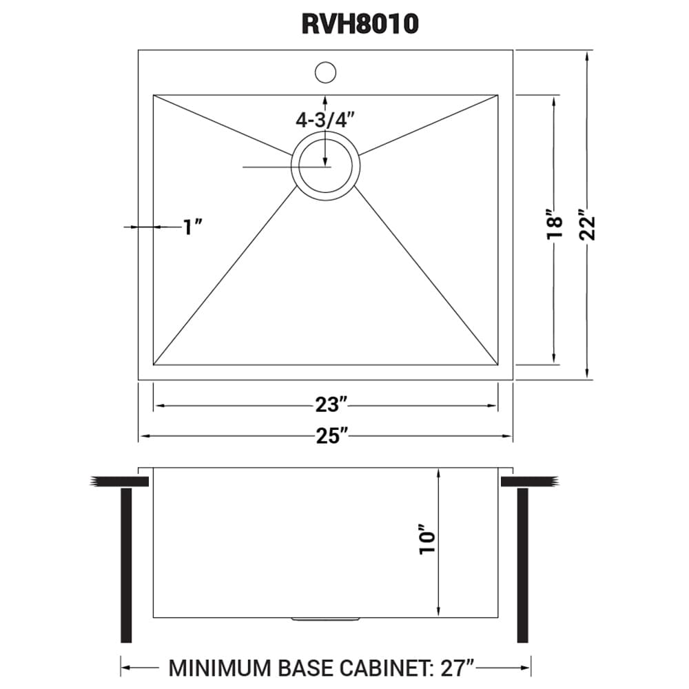 Ruvati Tirana Drop-In 25-in x 22-in Brushed Stainless Steel Single Bowl ...