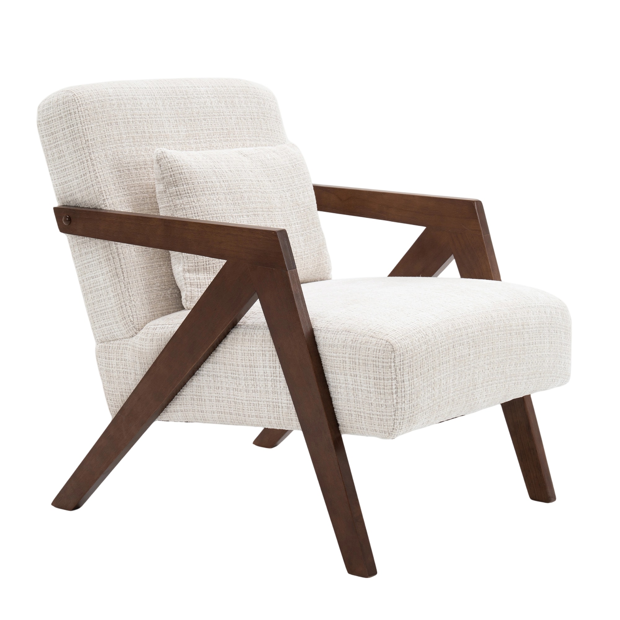 SINOFURN - 32.8-in W Modern Beige Chenille Accent Armchair