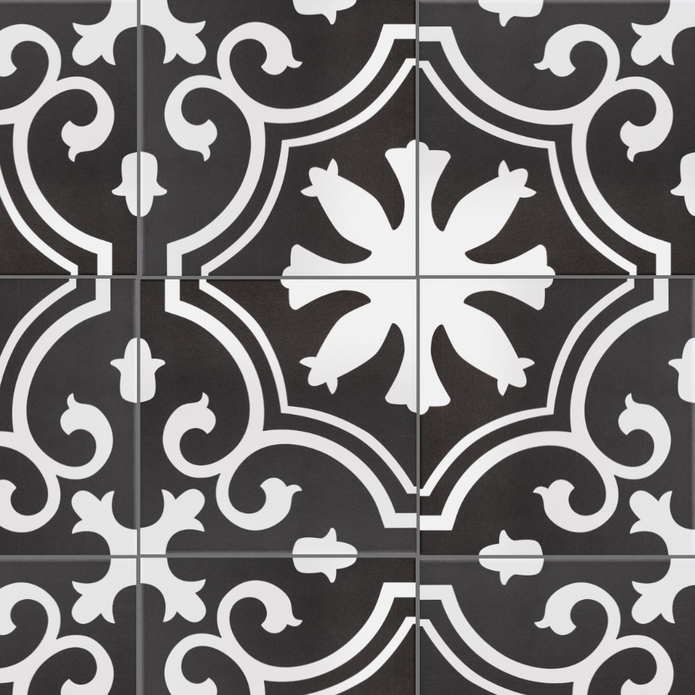 The Tile Life SVALE1010NI-N Sample- Venice Night 4-in x 4-in Matte Porcelain Encaustic Floor and Wall Tile