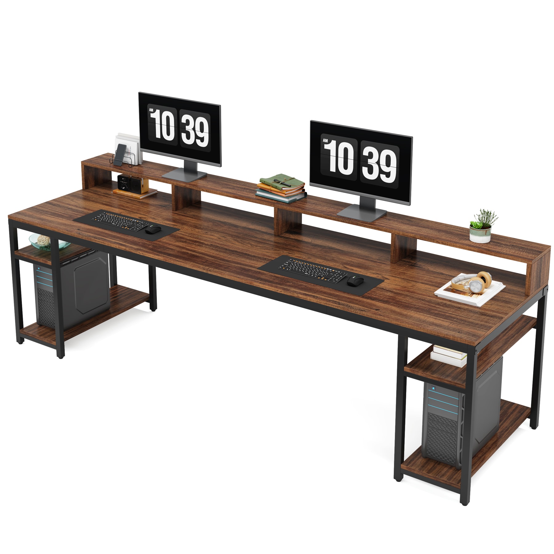 Tribesigns LWFD-RY0118 Office Conference Table Brown 2 -Person Conference table ( 78.74-in W x 35.83-in H )