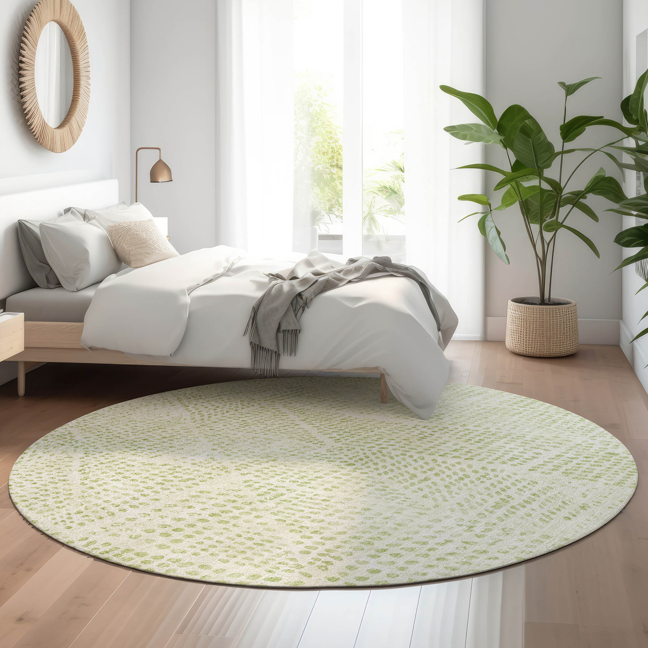 Addison Rugs AMF591AL8RO Mayfield AMF591AL 8 x 8 (ft) Flatweave Polyester Aloe Round Indoor Geometric Machine washable Area rug