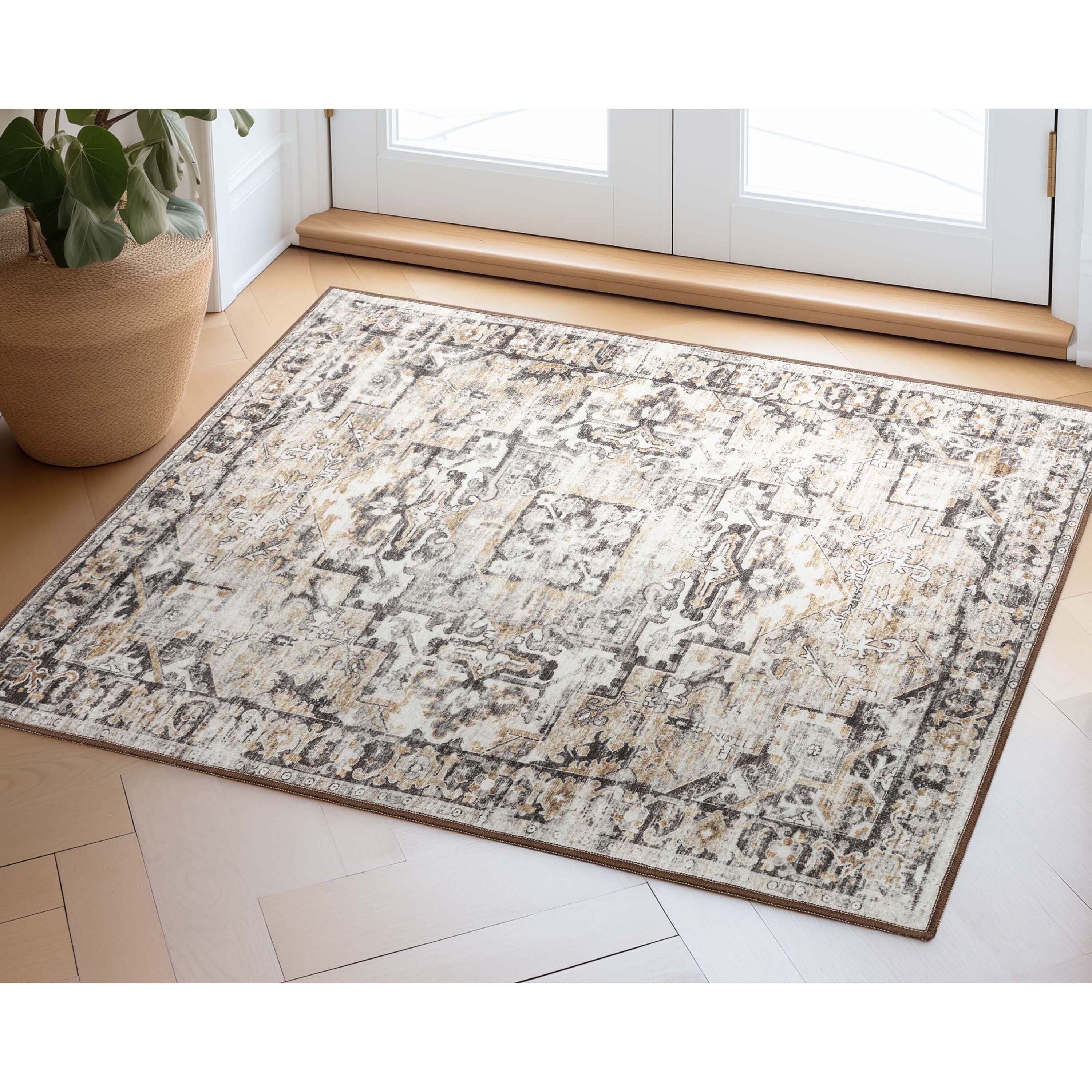 Well Woven EBP-22-3 Elle Basics 2 x 3 (ft) Flatweave Polyester Beige Rectangular Indoor Medallion Oriental Area rug