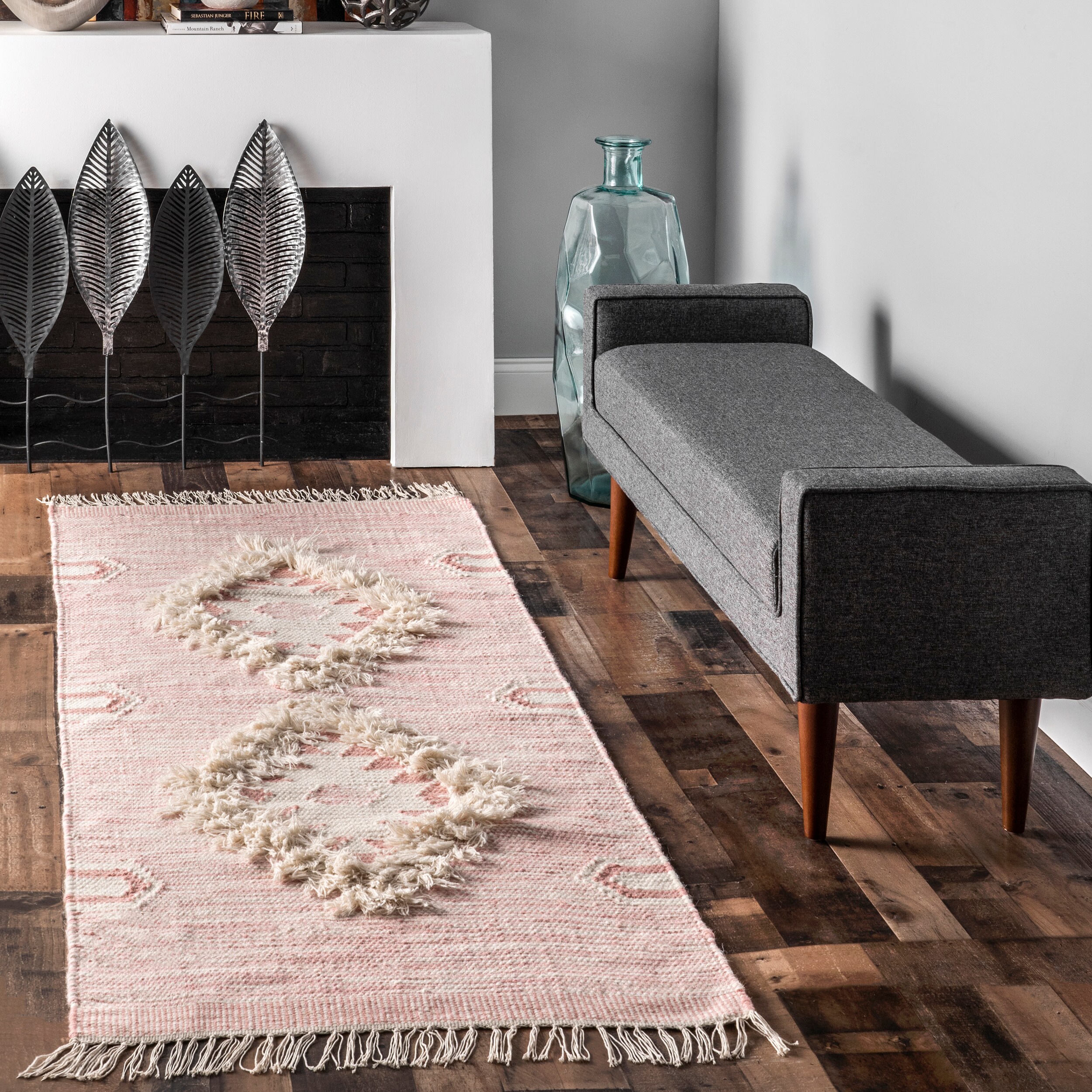 nuLOOM SPMO01E-2608 Savannah 2 X 8 (ft) Wool Pink Indoor Geometric Runner Rug