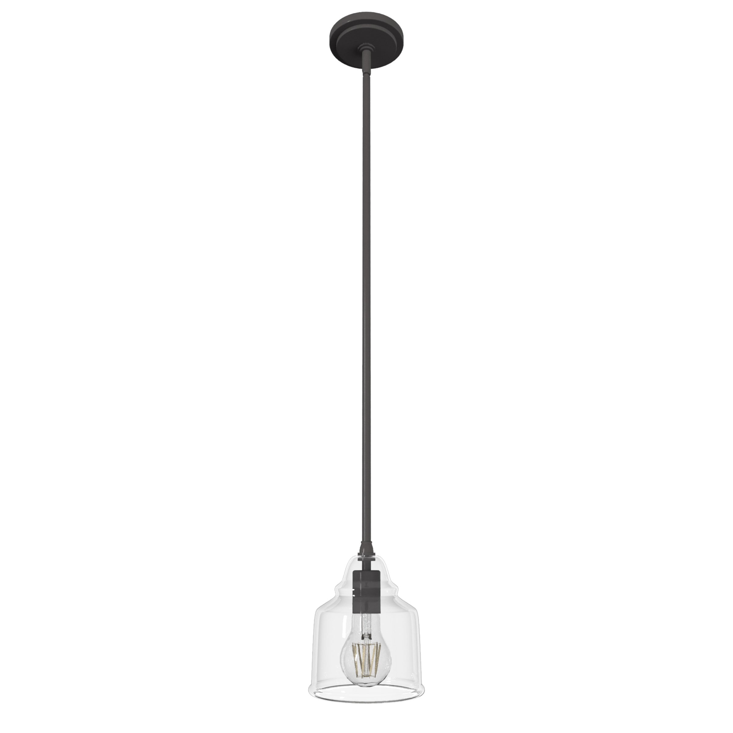 Hunter 19656 Dunshire 1 -Light Noble Bronze Transitional Clear glass Bell Mini Hanging Pendant light