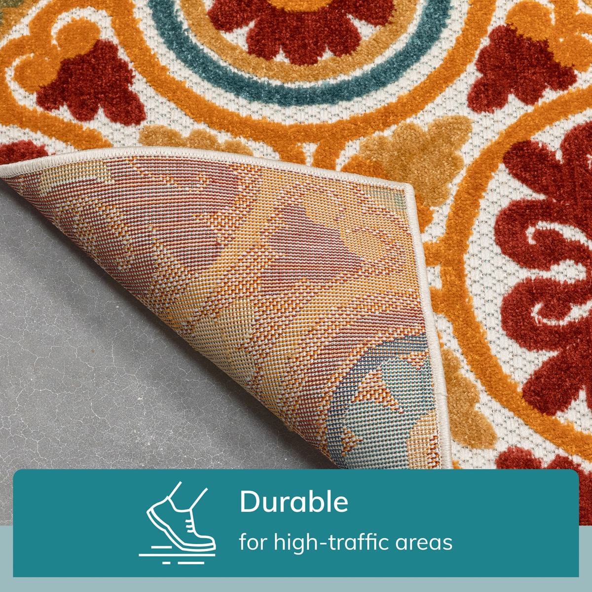 Dorado Red and Yellow Geometric 5' x 7' Outdoor Rug
