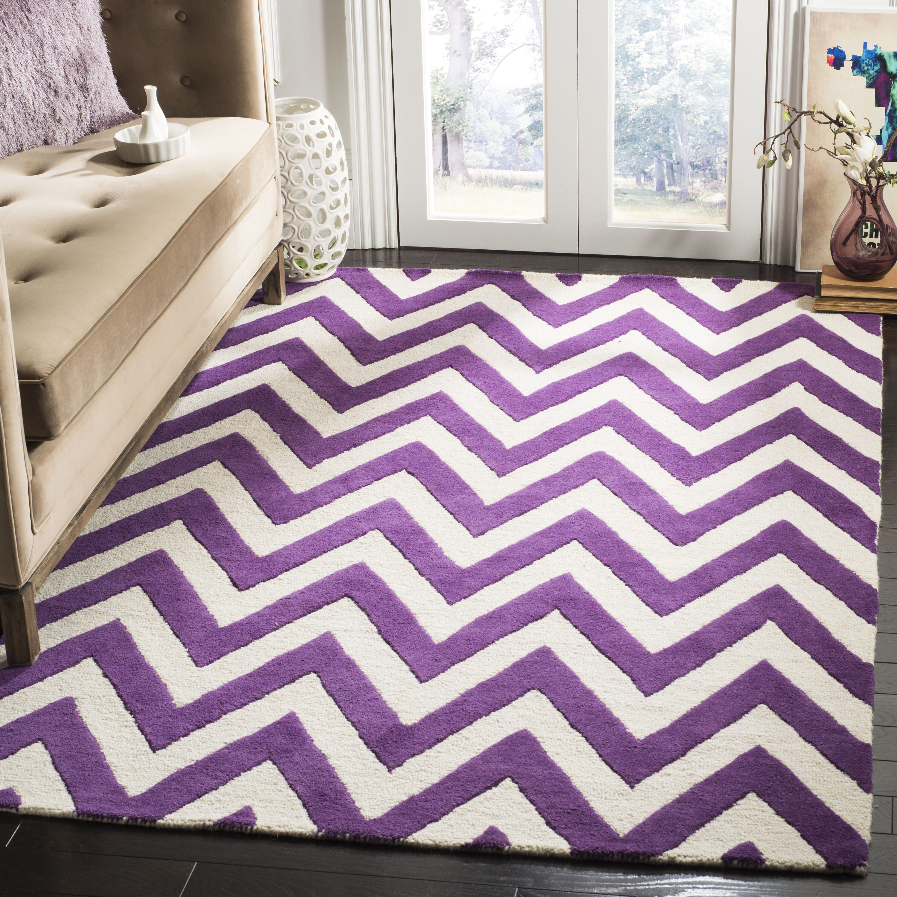  Cambridge 139 Purple/Ivory Contemporary 5ft x 8ft Medium Rectangle Rug