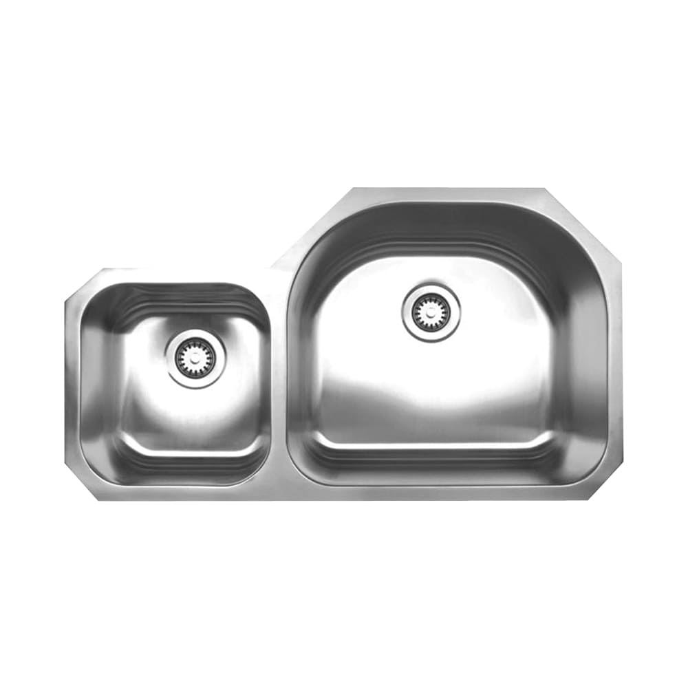 Whitehaus Collection Noah's Collection Brushed Stainless Steel Double Bowl Undermount Sink