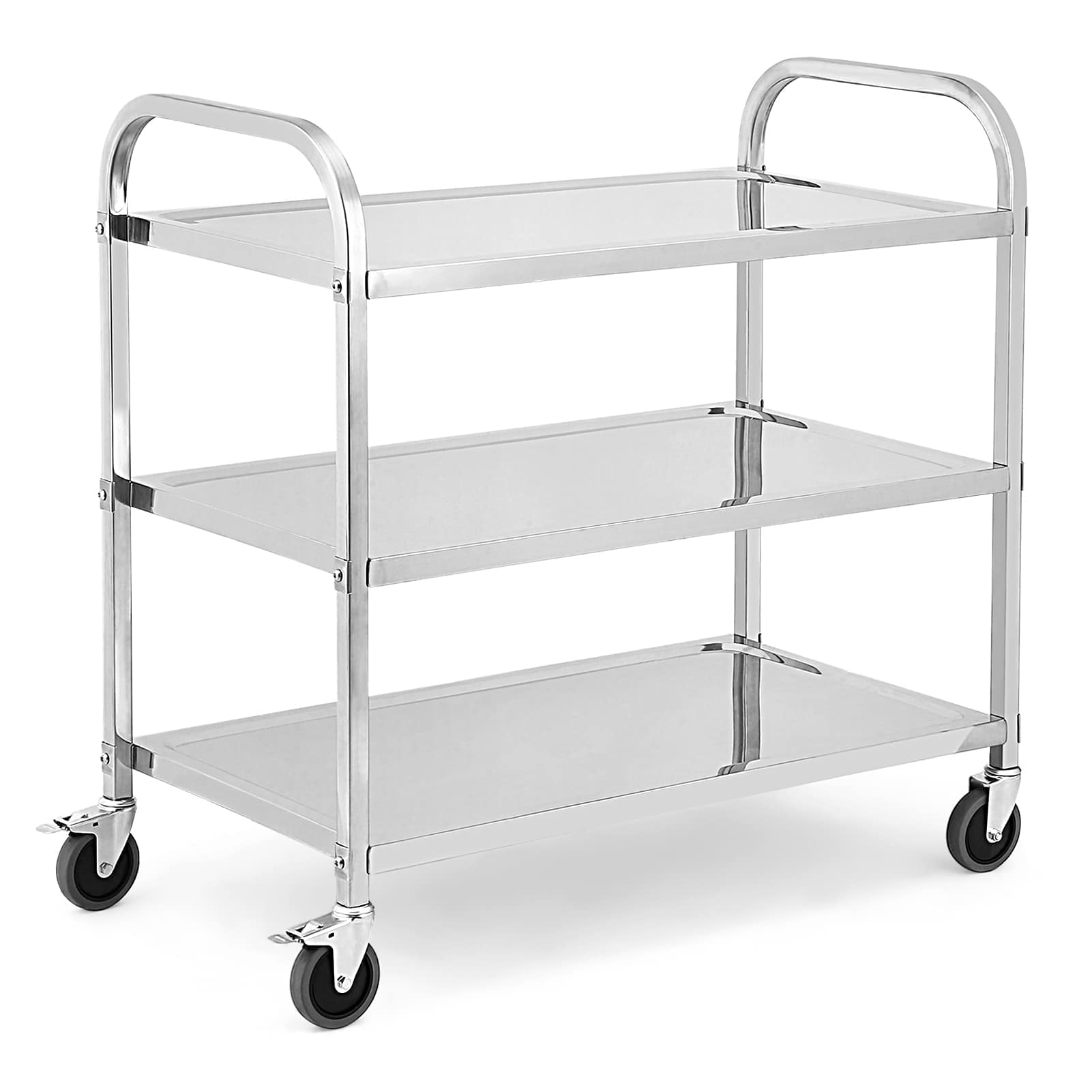 Qeetex 3 Tier Stainless Steel Cart 331 LBS Capacity Metal Utility Cart Service Cart Lab Rolling Cart with Lockable Wheels and Handles for Kitchen Lab Clicnic Salon #JXNAG-PIS-00XUF038