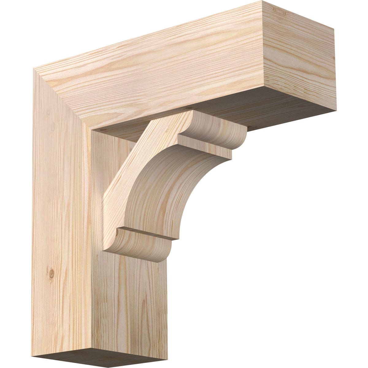 Ekena Millwork 1463766 Olympic Block Smooth Bracket with Offset Brace 7-1/2-in x 20-in x 20-in Douglas fir Brown Wood Standard bracket