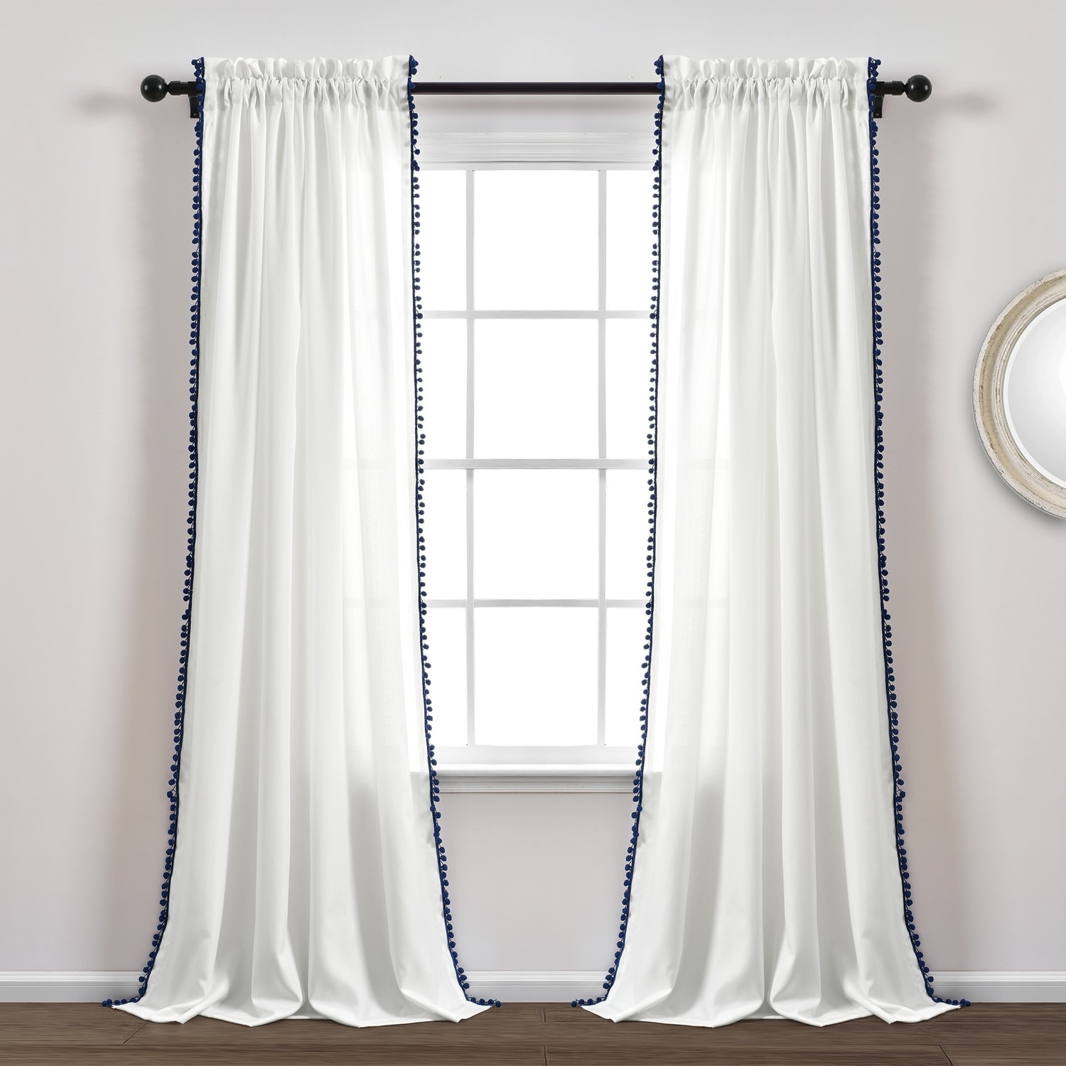 Lush Decor 16T004295 95-Inches Navy Rod pocket Single curtain panel