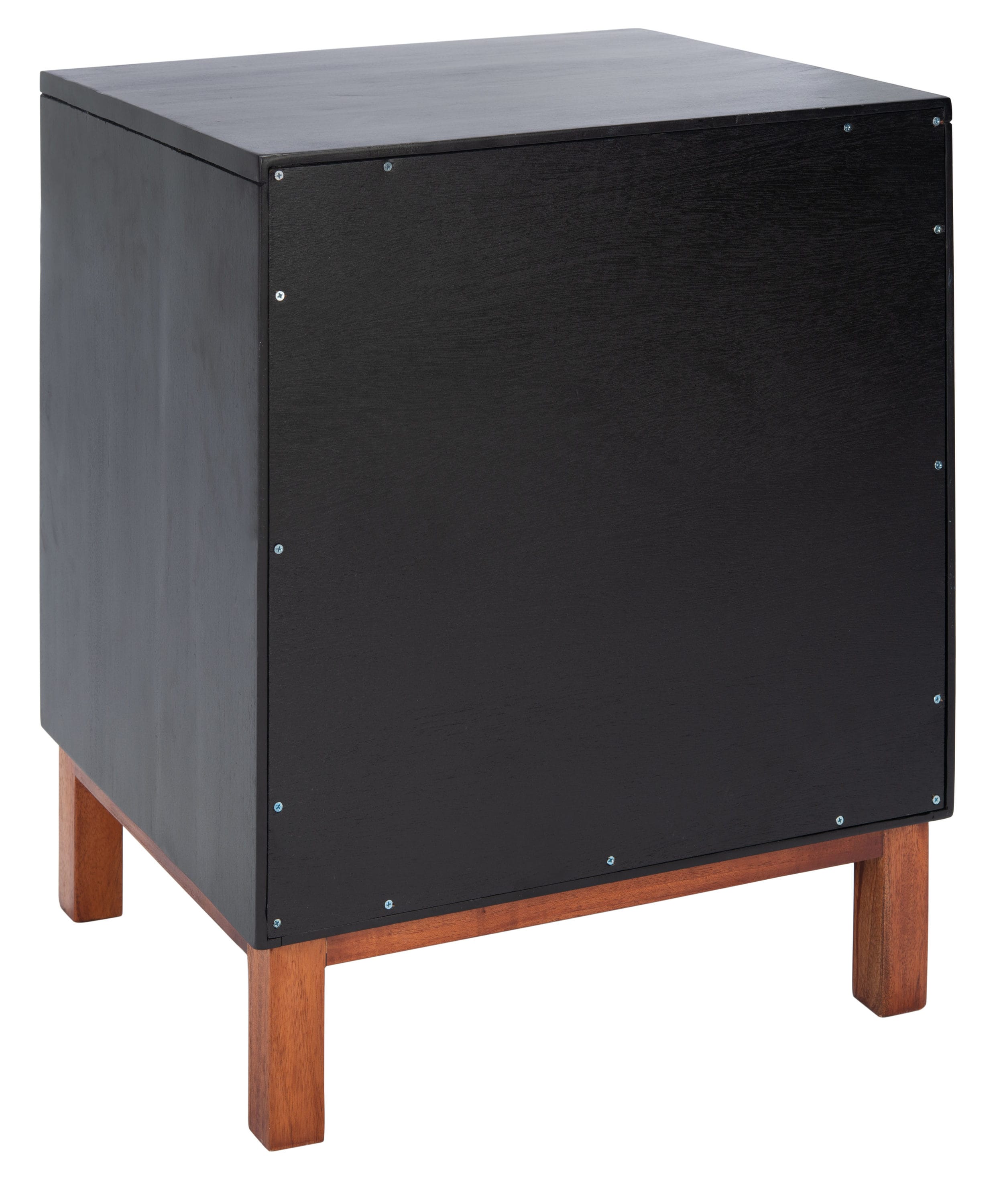 Erica Coastal Black Wood with Natural Rattan 2-Drawer Nightstand