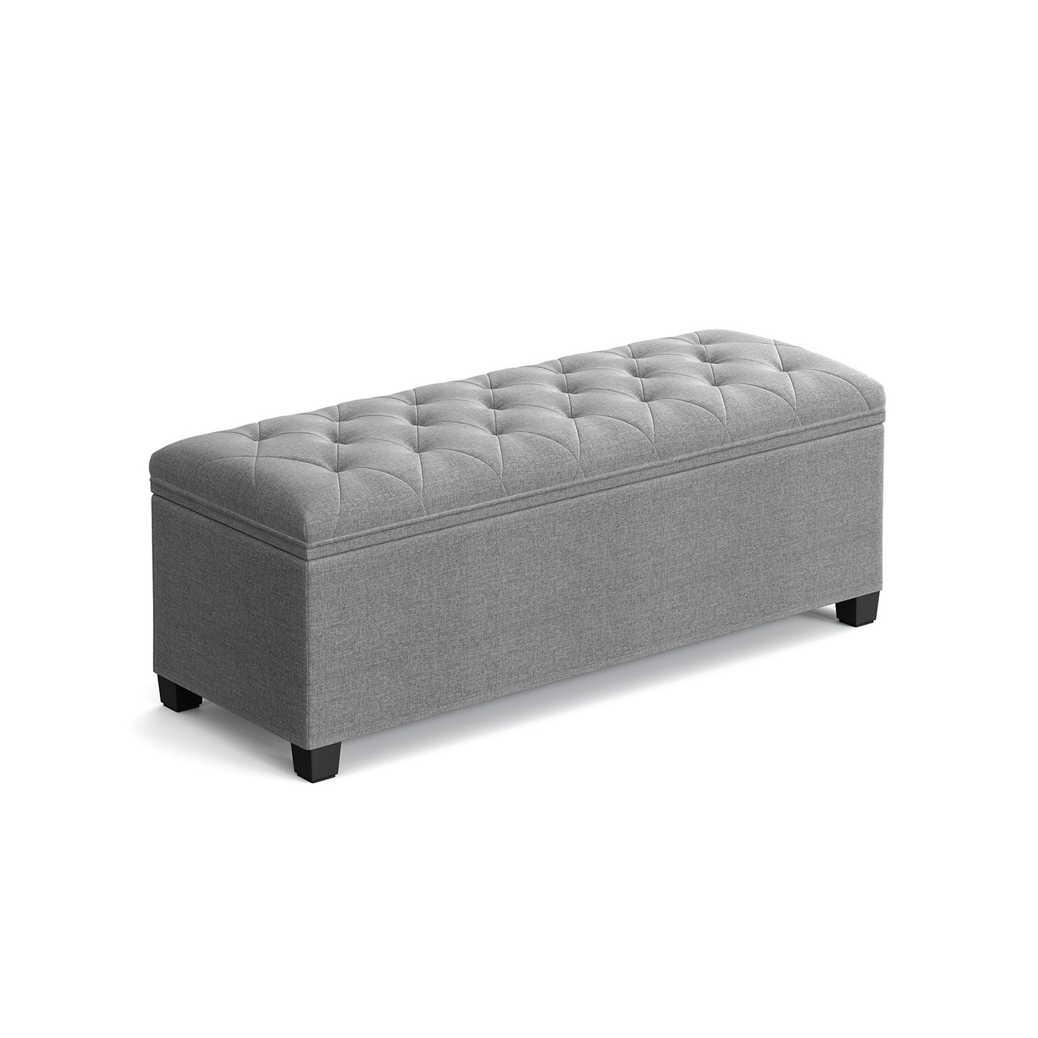 Slickblue Modern Linen Look Fabric Rectangular Folding Lift Top Storage Ottoman with Legs for Bedroom End of Bed Living Room Seating Entryway- Multiple Color Option