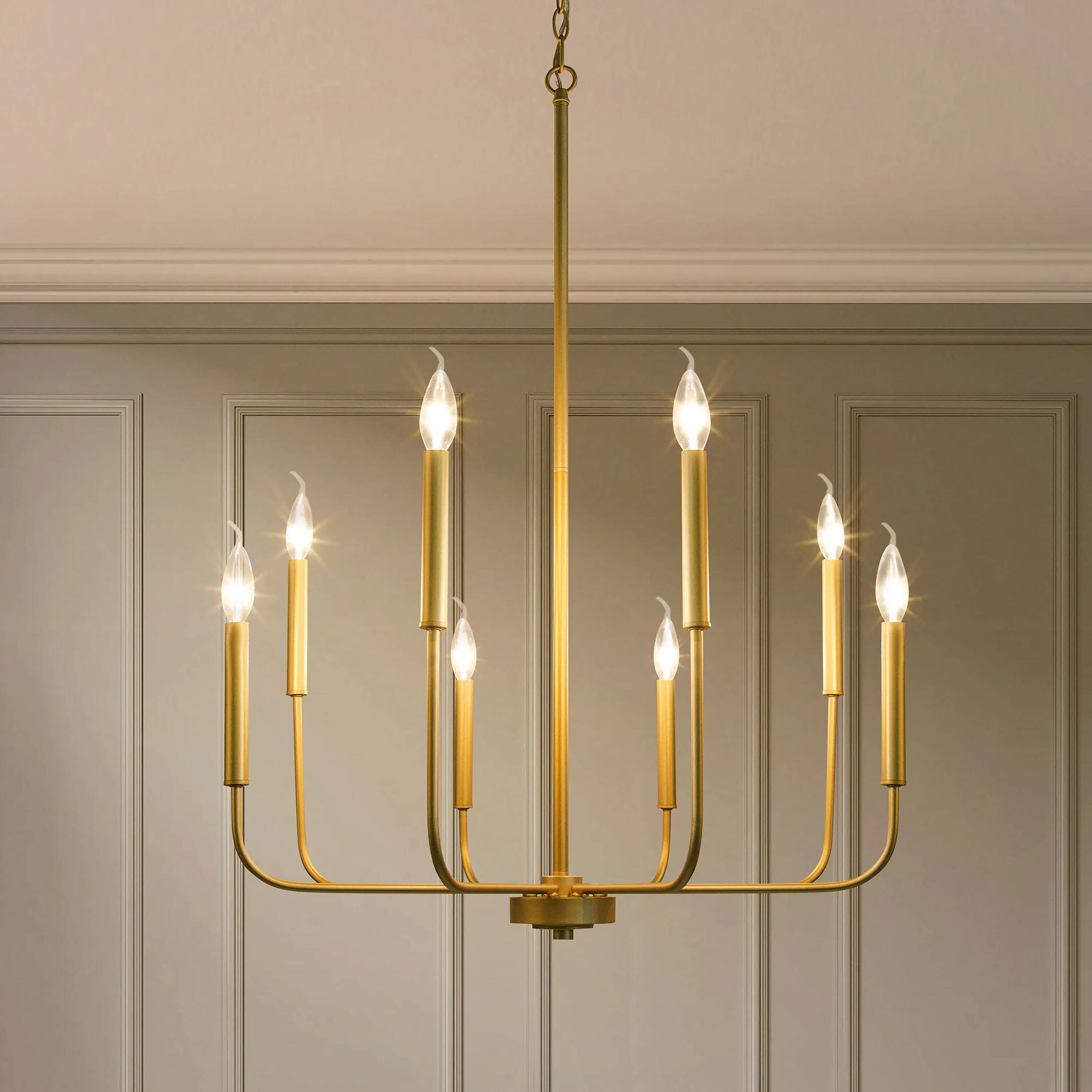 LNC Diana 8-Light Brass Modern/Contemporary Dry rated Chandelier in the ...