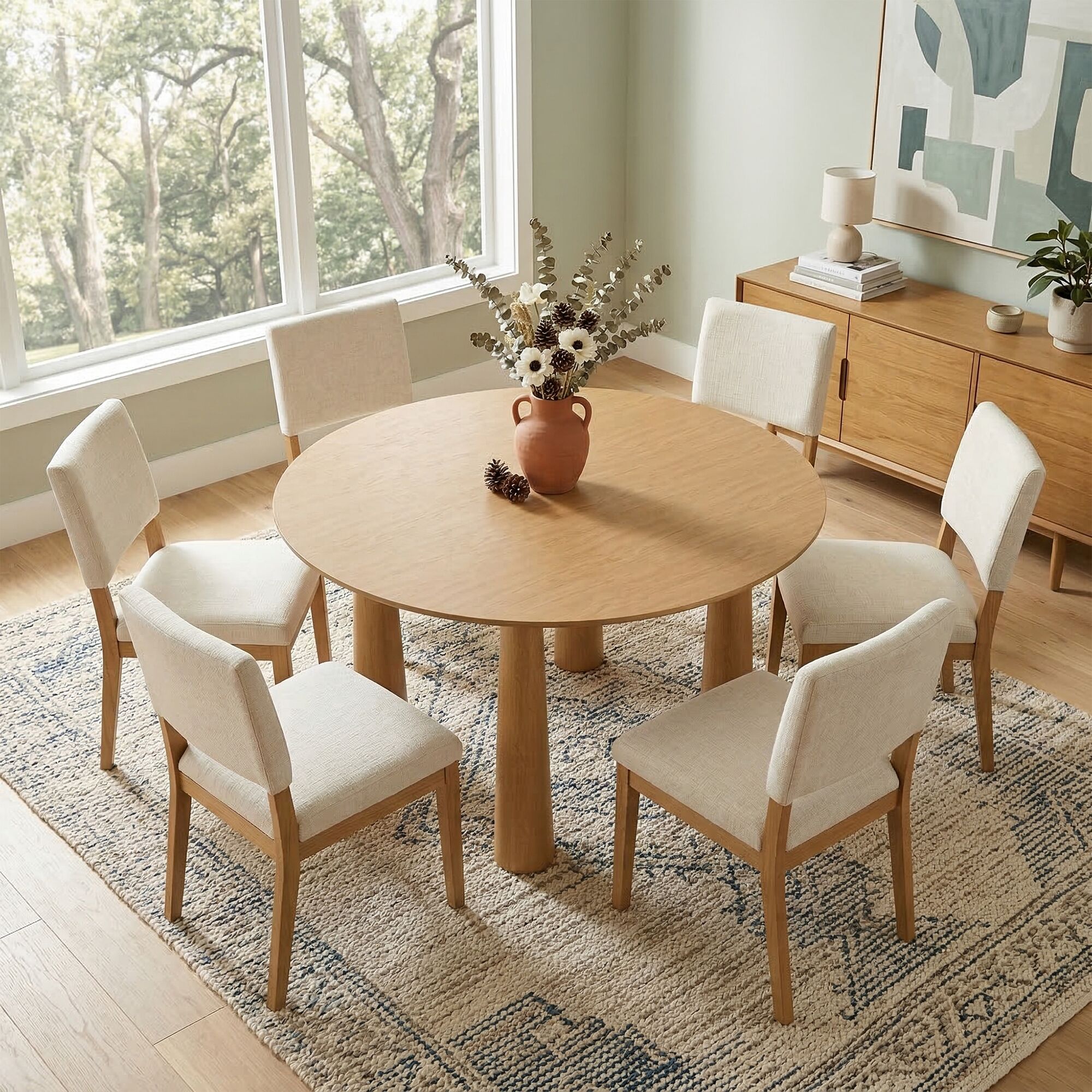 Dovelina 30-in H x 52-in W x 52-in D Round Wood Dining Table Kitchen ...