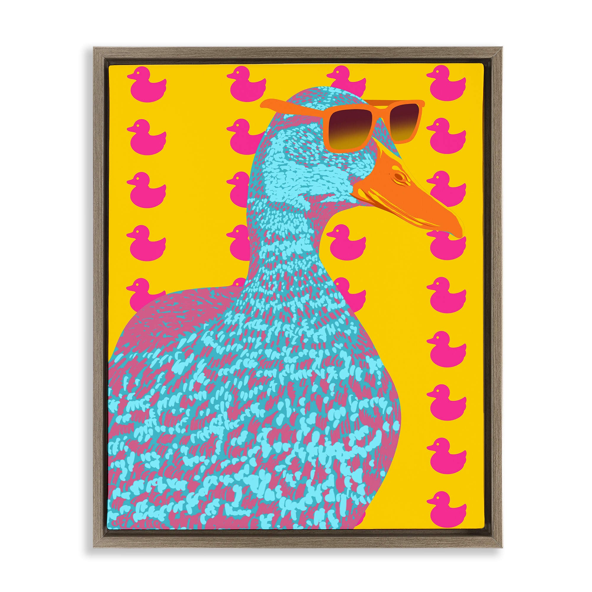 Stupell Industries BS-072-FFE-24X30 Quirky Vibrant Goose Brown Framed Floater Canvas Wall Art By Marcus Prime 25 x 31