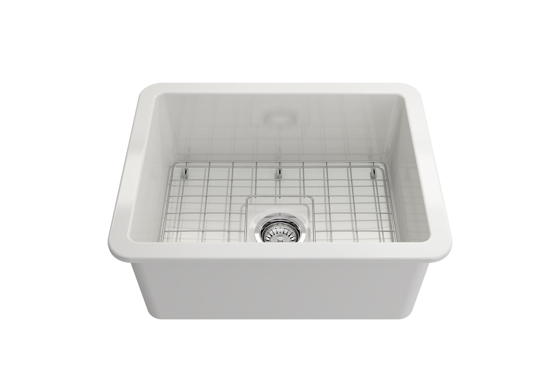 BOCCHI Dual-mount 24-in x 19-in White Fireclay Single Bowl Kitchen Sink ...