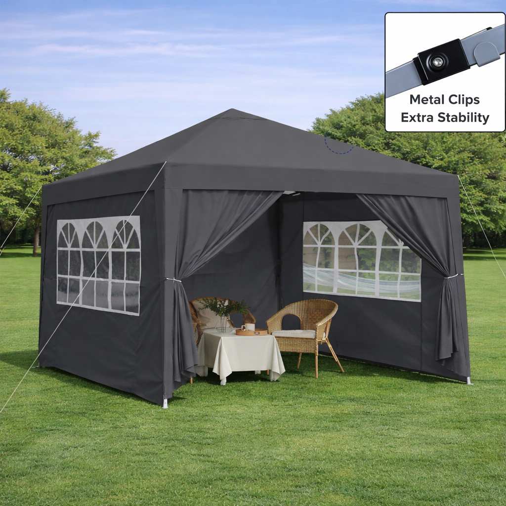 Rbied - Outdoor 10x10FT Pop Up Gazebo Canopy Tent with Removable Sidewalls Windows 4 Sandbags Car...