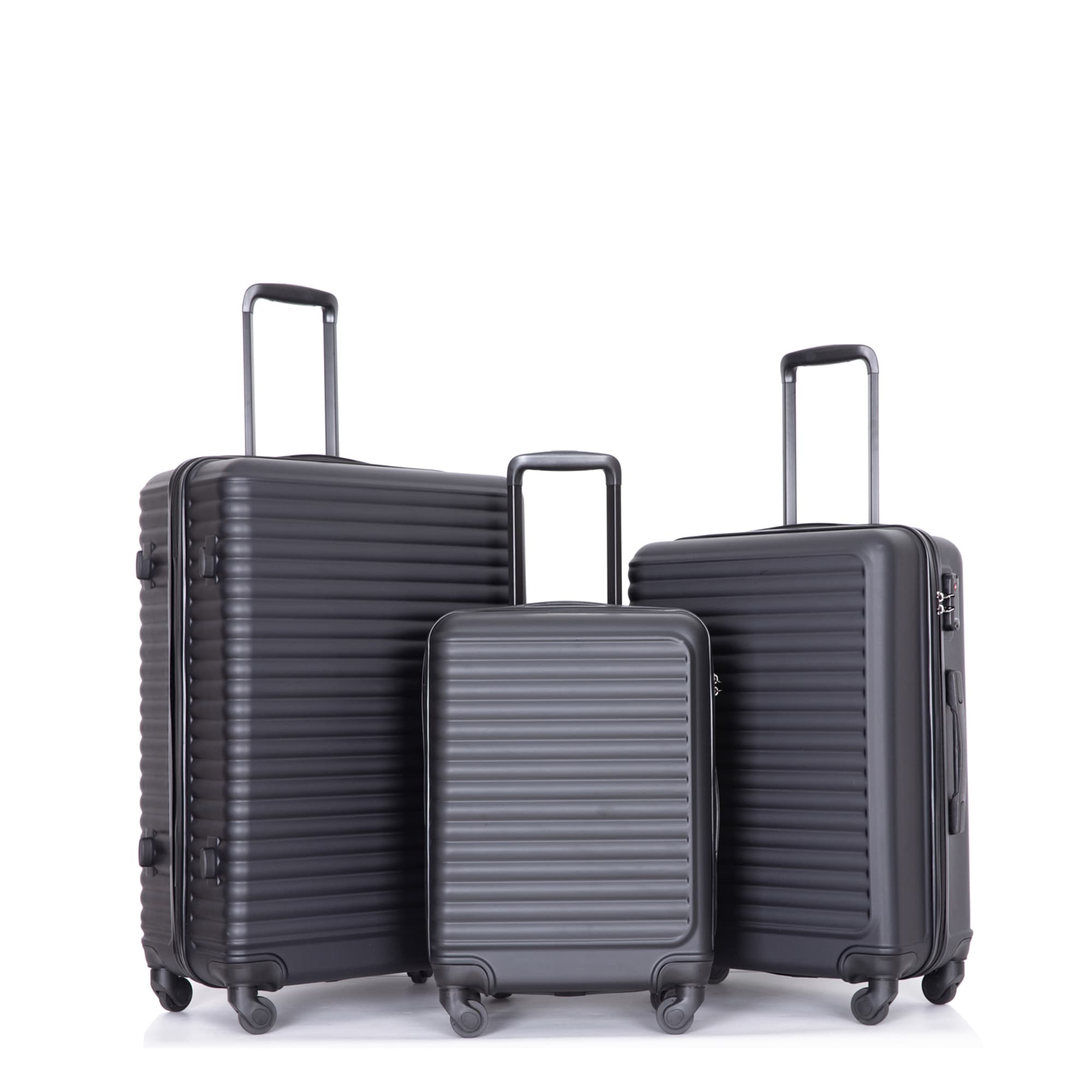 SINOFURN SYD9400013BK 19.7x11.4x29.7 Black Plastic Hardshell Suitcase set 3 -Bag
