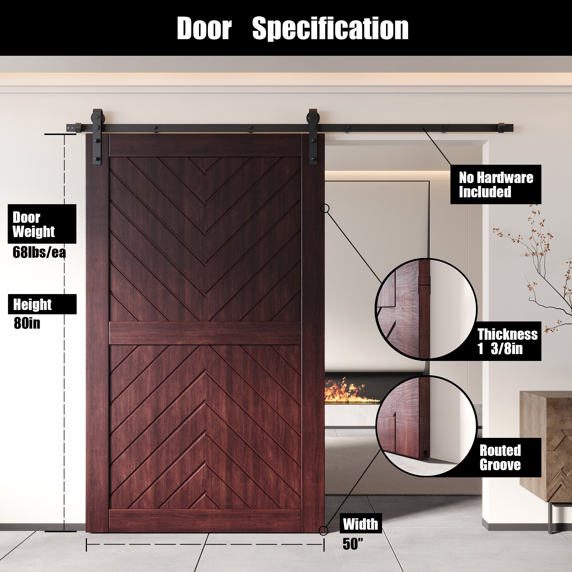HOMACER JT4-5080-RD Barn-Doors - View #2