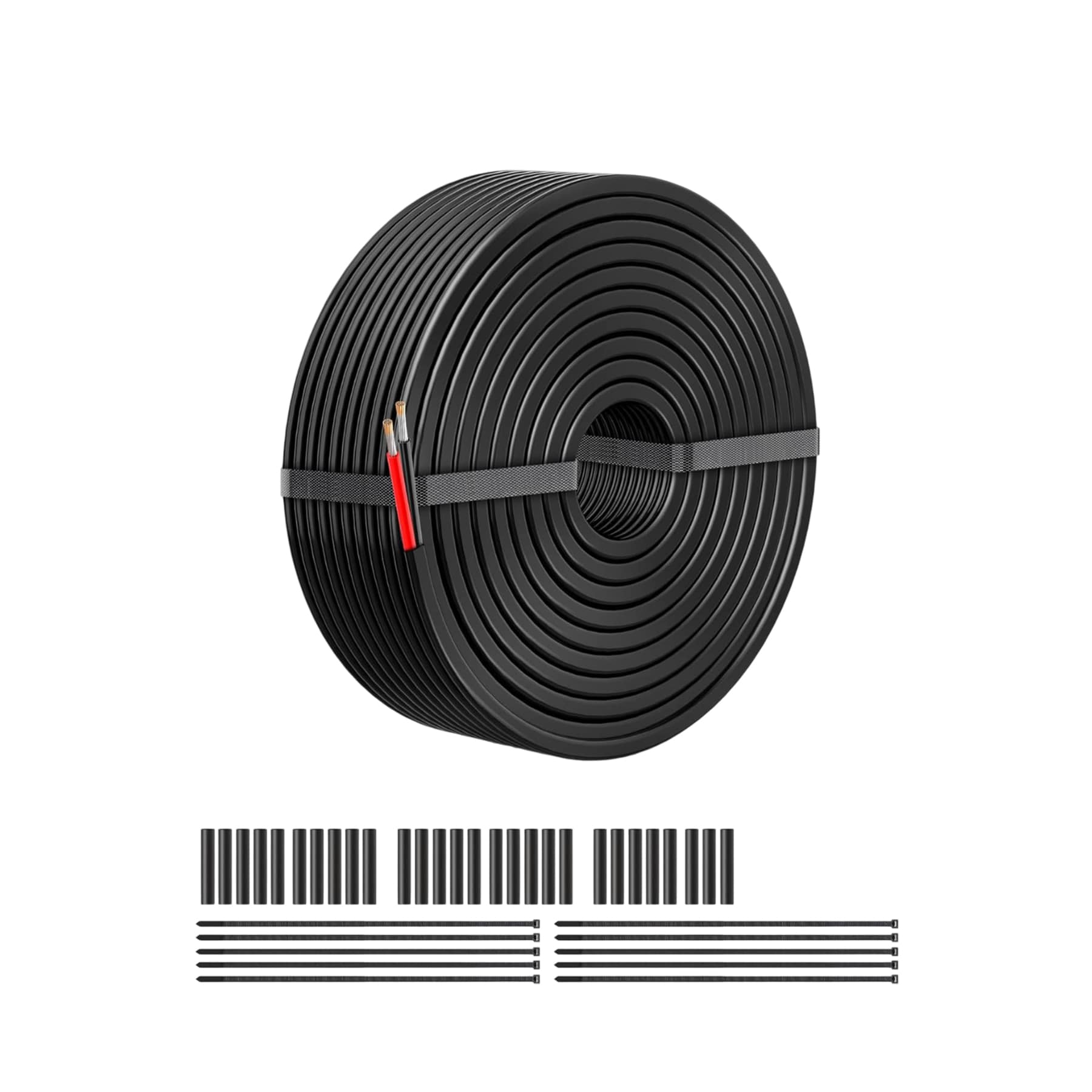 Etokfoks  18 gauge 2 conductor electrical wire 18 AWG stranded tinned copper PVC flexible cable 30FT with heat shrink tubes and ties