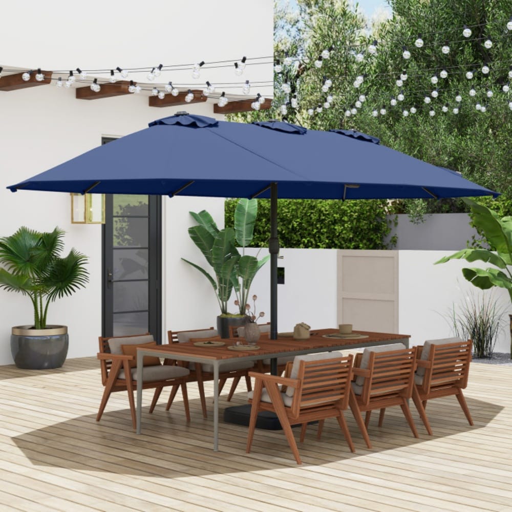 15 twin patio umbrella AreShark 15FT Outdoor with Crank, Large Rectangular Market Umbrella, Double-Sided Outdoor Umbrellas with Cross Base & Sandbag for Porch, Lawn, Pool, Backyard, Navy : Patio, Lawn & Garden large double Mondawe 15 Feet Twin Patio
