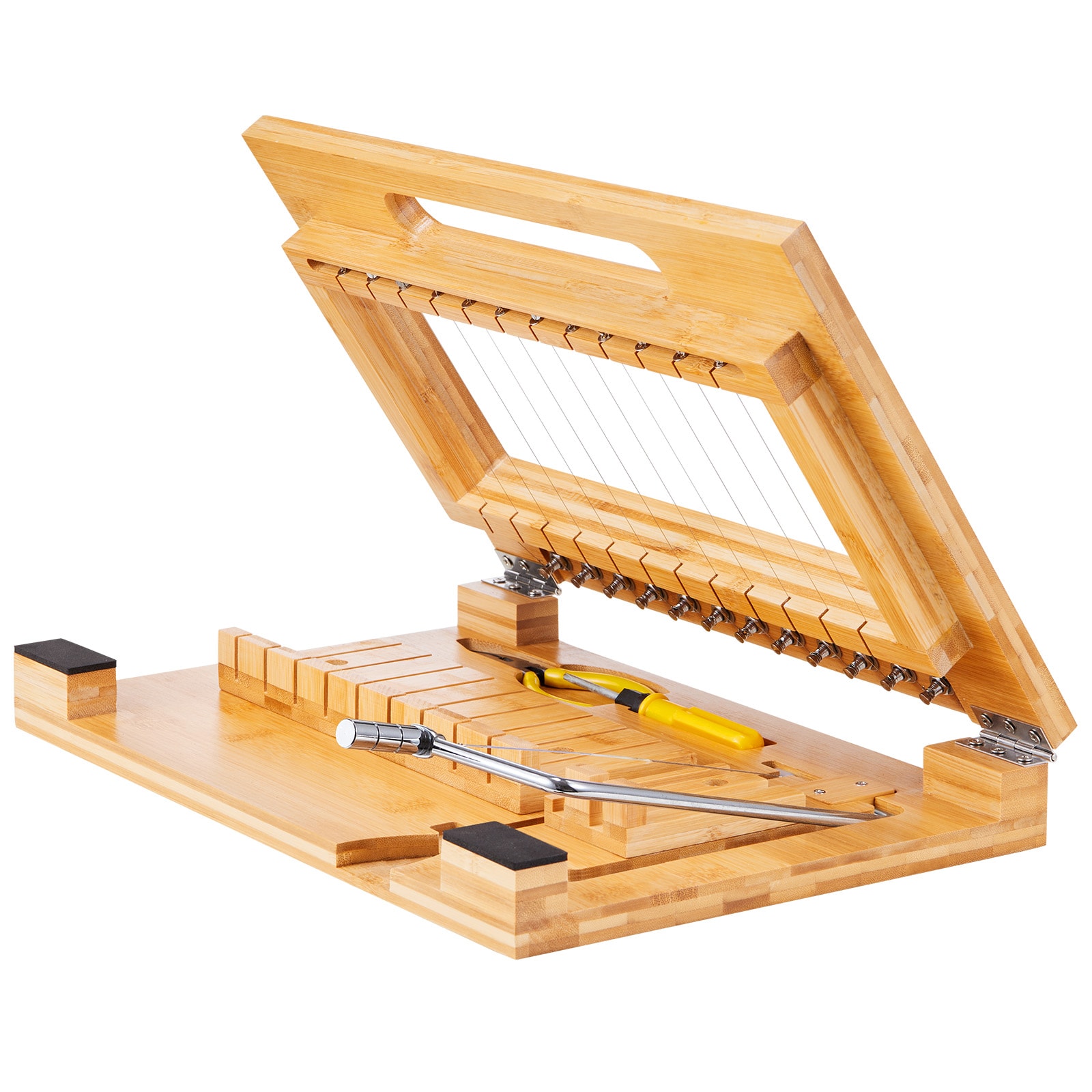 VEVOR SCFZQGSQGDDQ02973V0 Soap Cutter Cut 1-12 Bars Precisely and Accurately Cut 1 Inch Bars Multi Handmade Soap Wire Cutter Bamboo Soap Slicer With Steel Wire for Loaf Candles Cheese Butter DIY Making Tool