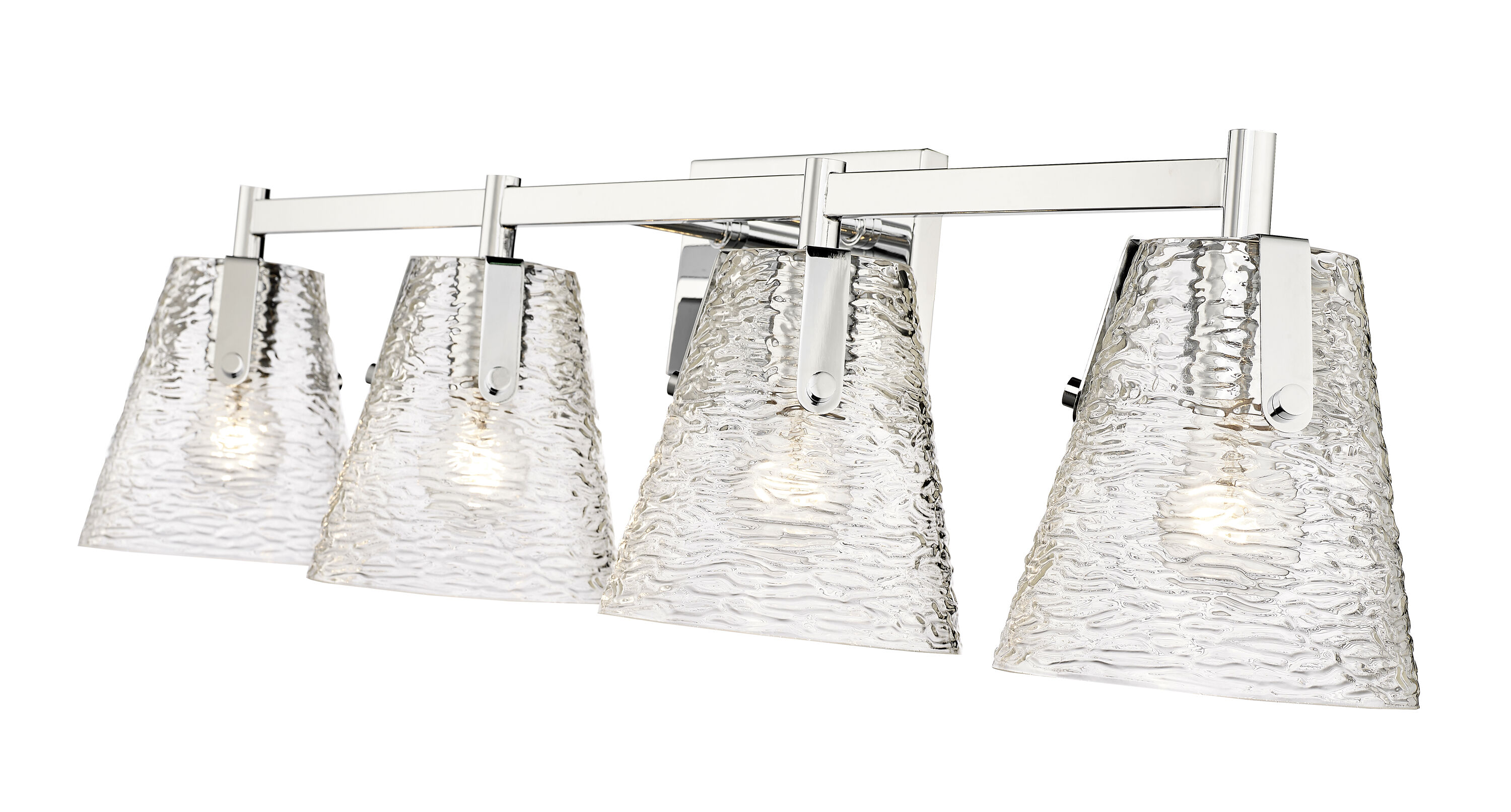 Analia 36" Chrome Vanity Light with Clear Ribbed Glass Shades