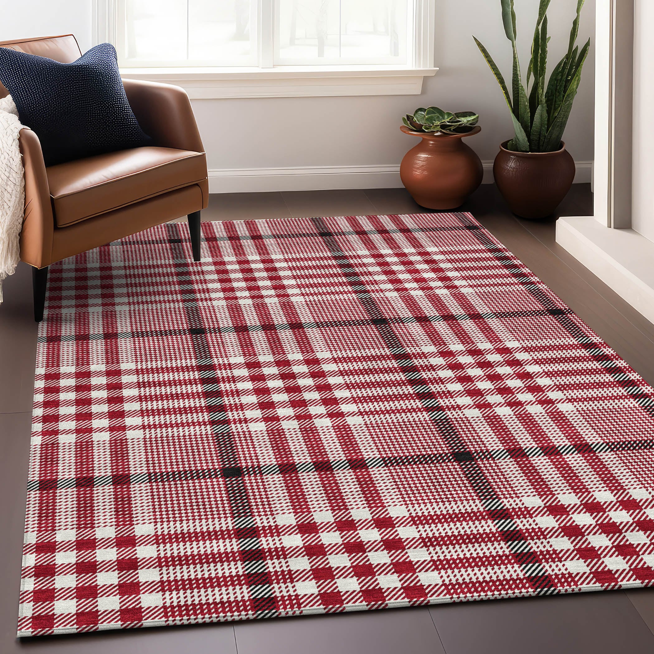 Addison Rugs ACN1054RD3X5 Chantille ACN1054RD 3 x 5 (ft) Polyester Red Rectangular Indoor/Outdoor Geometric Machine washable Area rug
