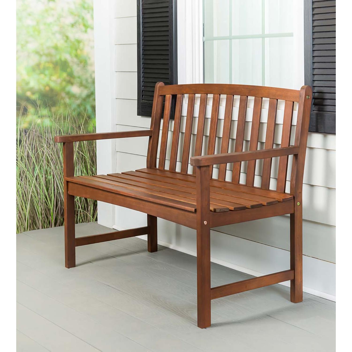 Evergreen 8F00274 46.5 W x 35.5 H Brown Eucalyptus Garden Bench