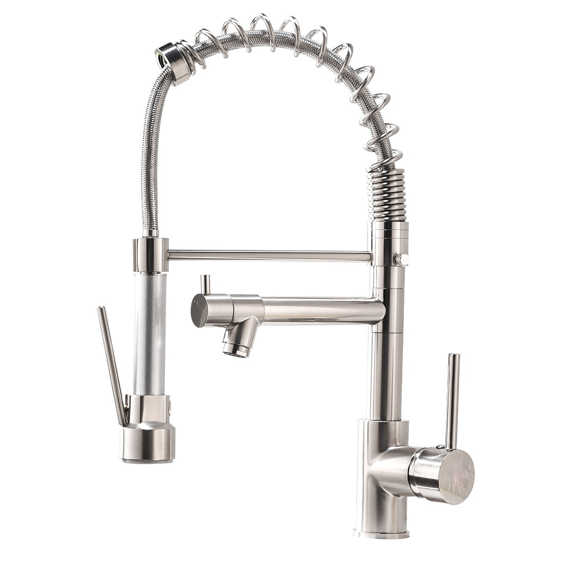 Flynama FL291N45 Brushed Nickel Single Handle Deck-mount Pull-down Kitchen Faucet with Sprayer