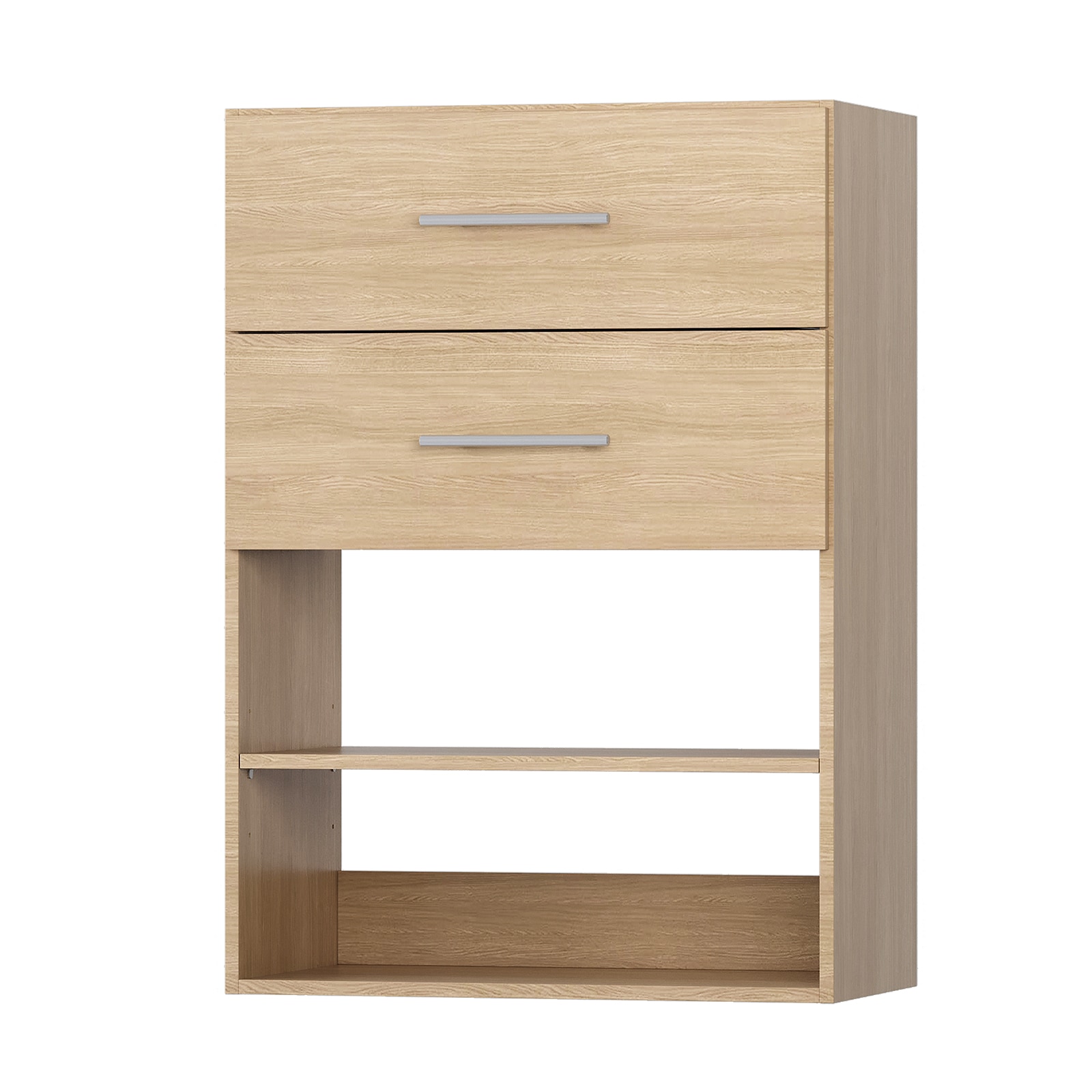 LOVMOR 25.5 in. W Natural Short Tower Unit 1-Shelf Wood Built In Closet Organizer Unit Wood Closet System with 2 Drawers #SF-Y-YMG05-26-N