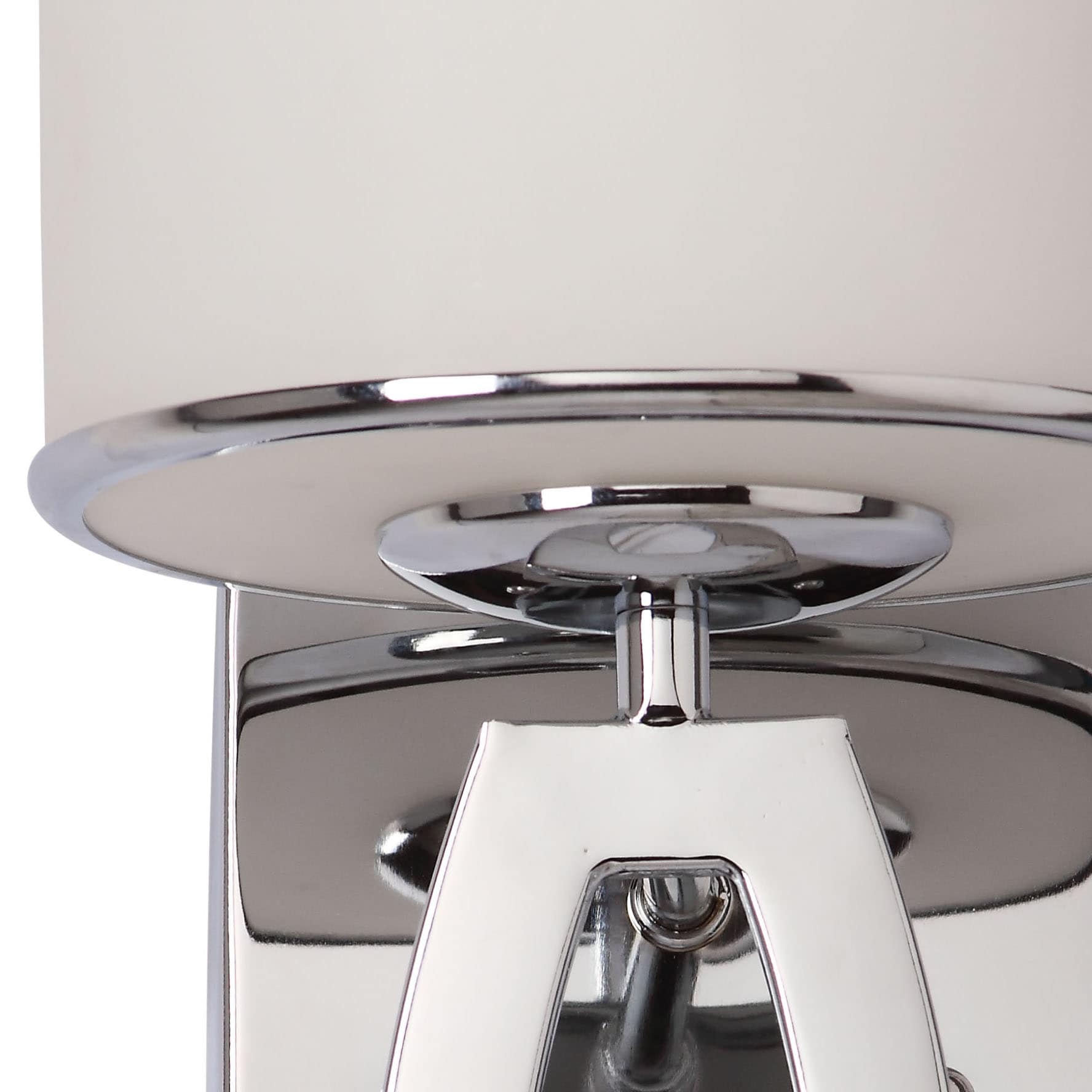 Lenora Chrome 12.75" Modern Drum Sconce with Etched White Glass - Set of 2