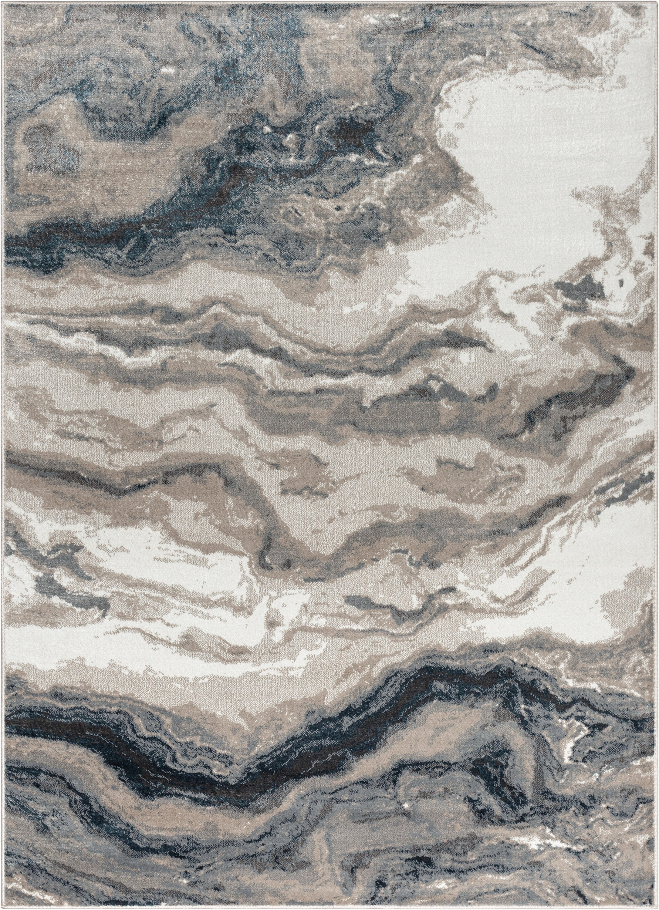 Gray Abstract Synthetic Reversible Area Rug, 3'11" x 5'3"