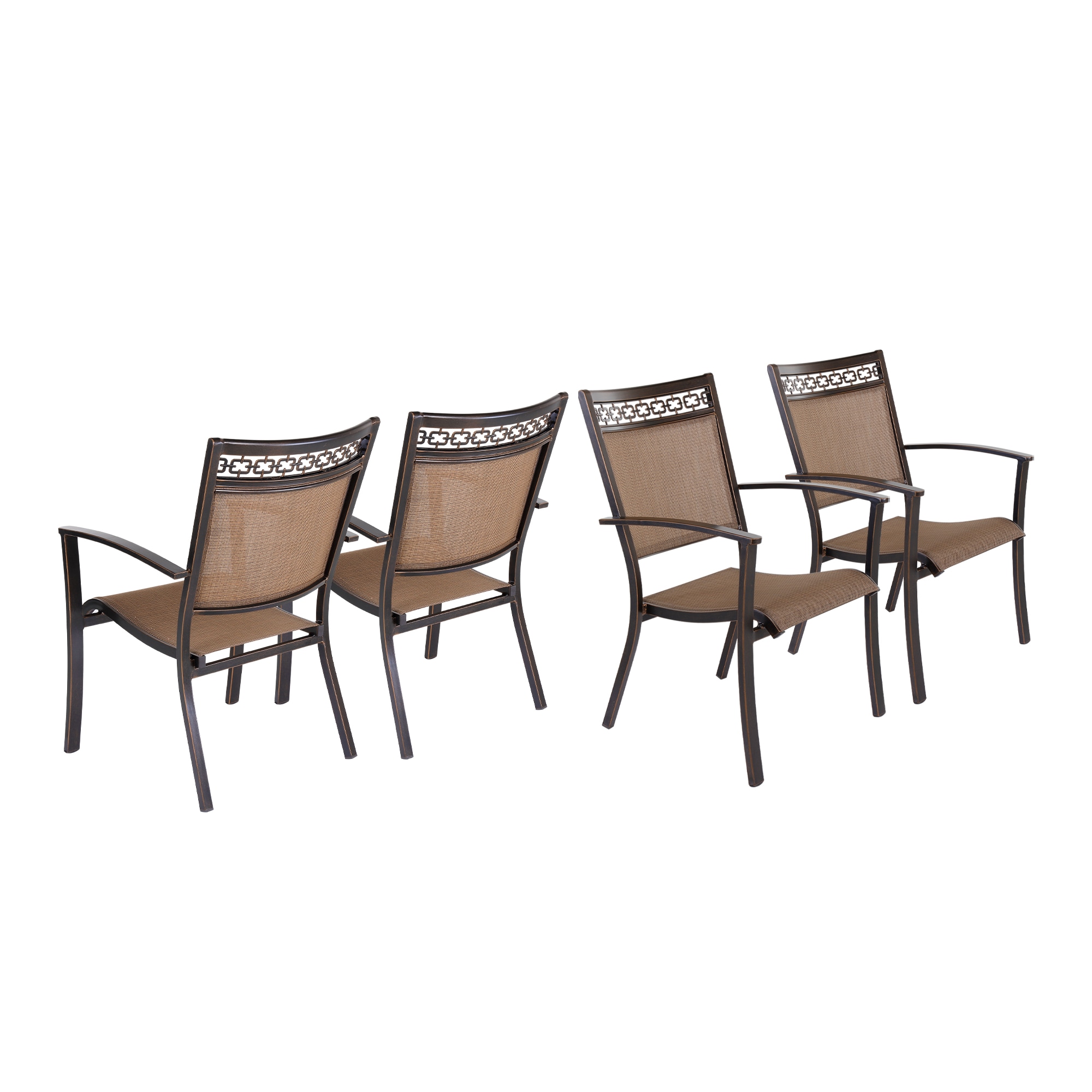 Clihome CL-301401 Outdoor Dining Chairs Set of 4 Woven Bronze Aluminum Frame Stationary Dining Chair with Multiple colors/finishes Woven Seat