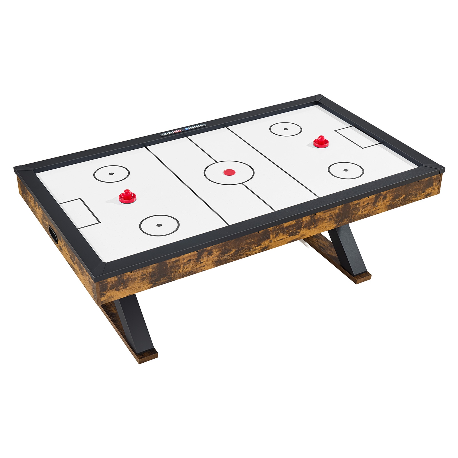 VEVOR 84in Air Hockey Table with Electronic Scorer and High-powered Blower for Family Game Room Basements and Home Air Powered Hockey Arcade Game Table Set with Pushers and Pucks Stable X-shaped Leg