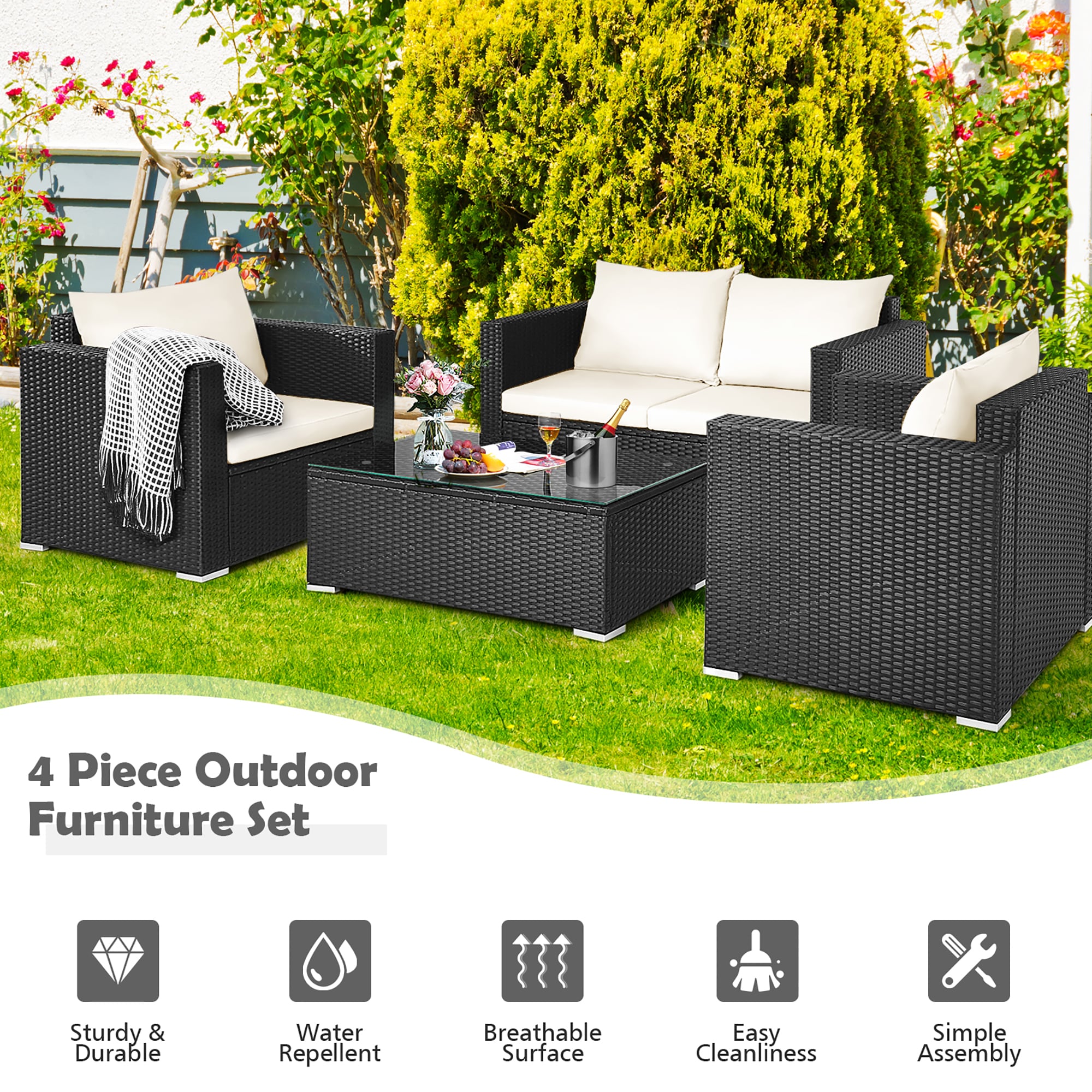Costway HW65410CR+ Patio-Conversation-Sets - View #5